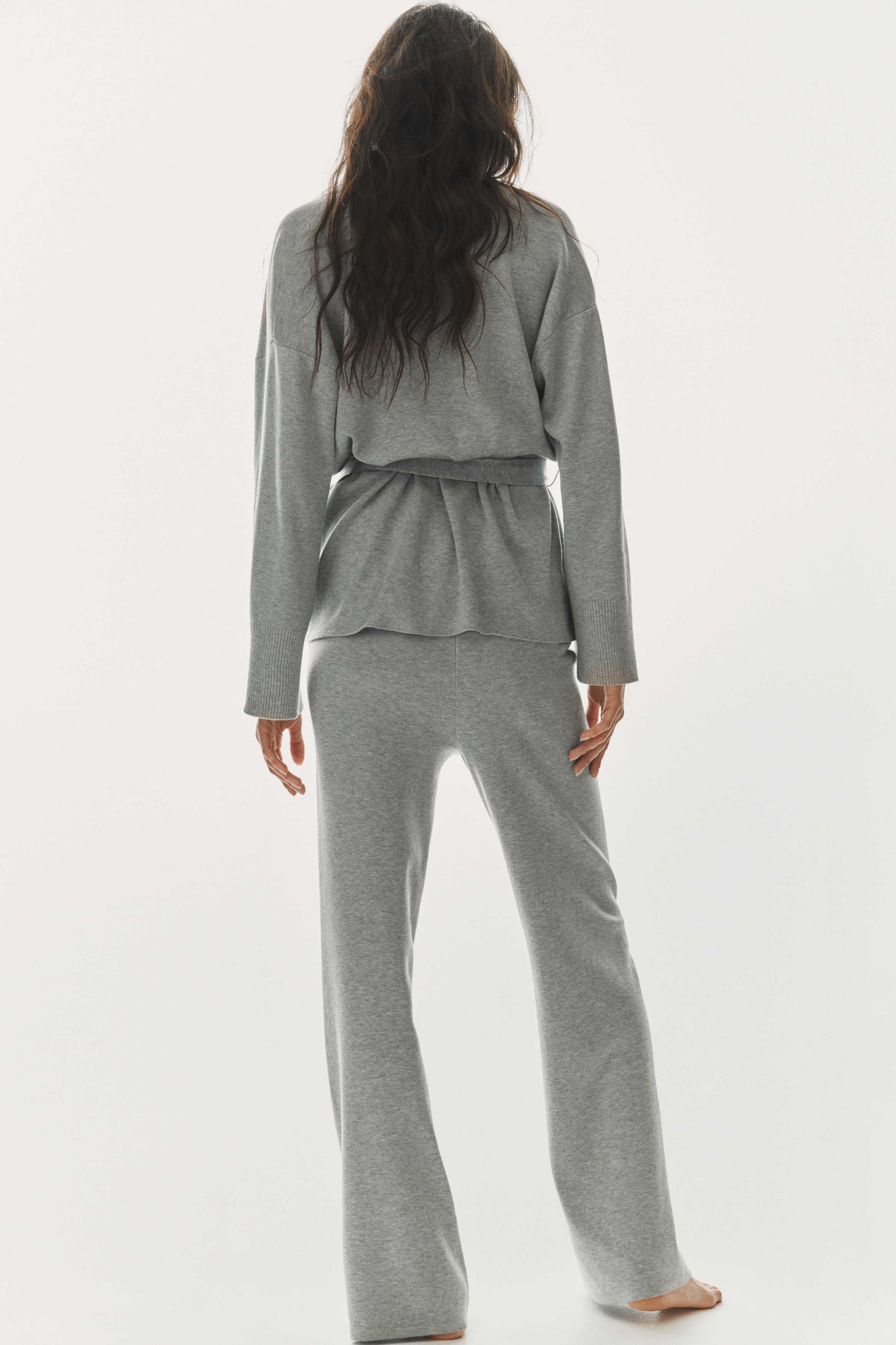 Knitted tie-belt cardigan