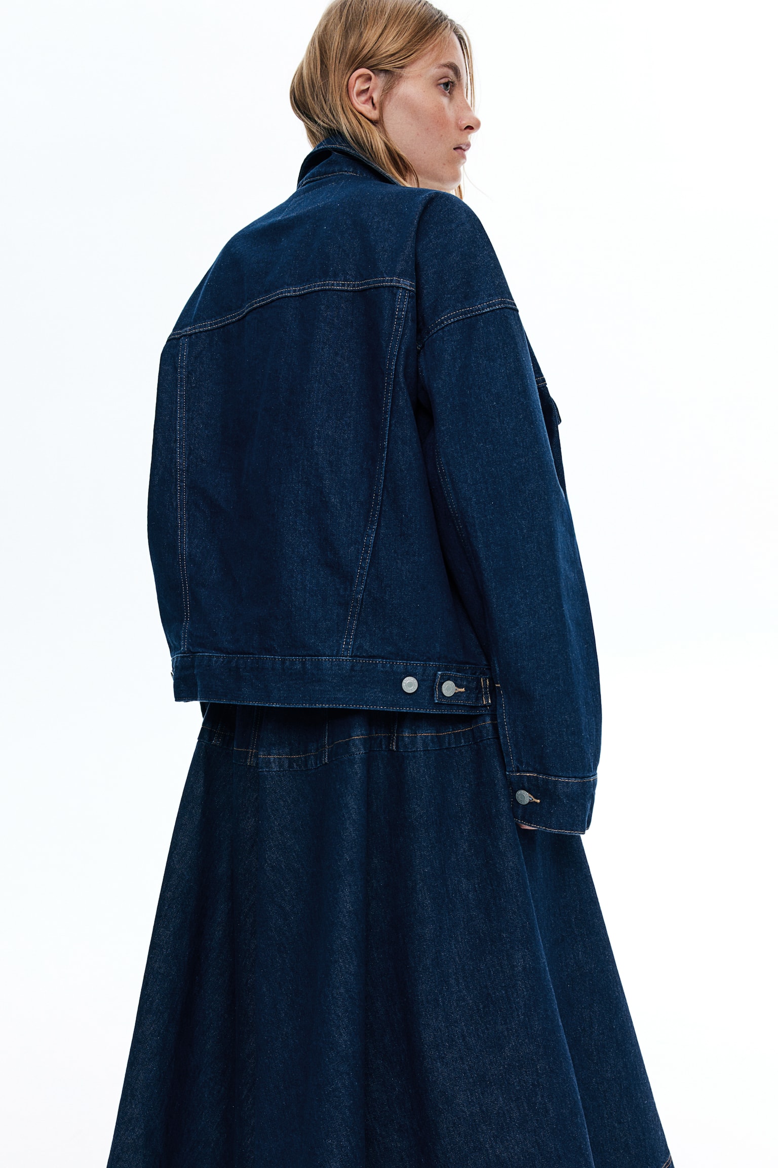 Oversized denim jacket - Dark denim blue/Black/Denim blue - 5