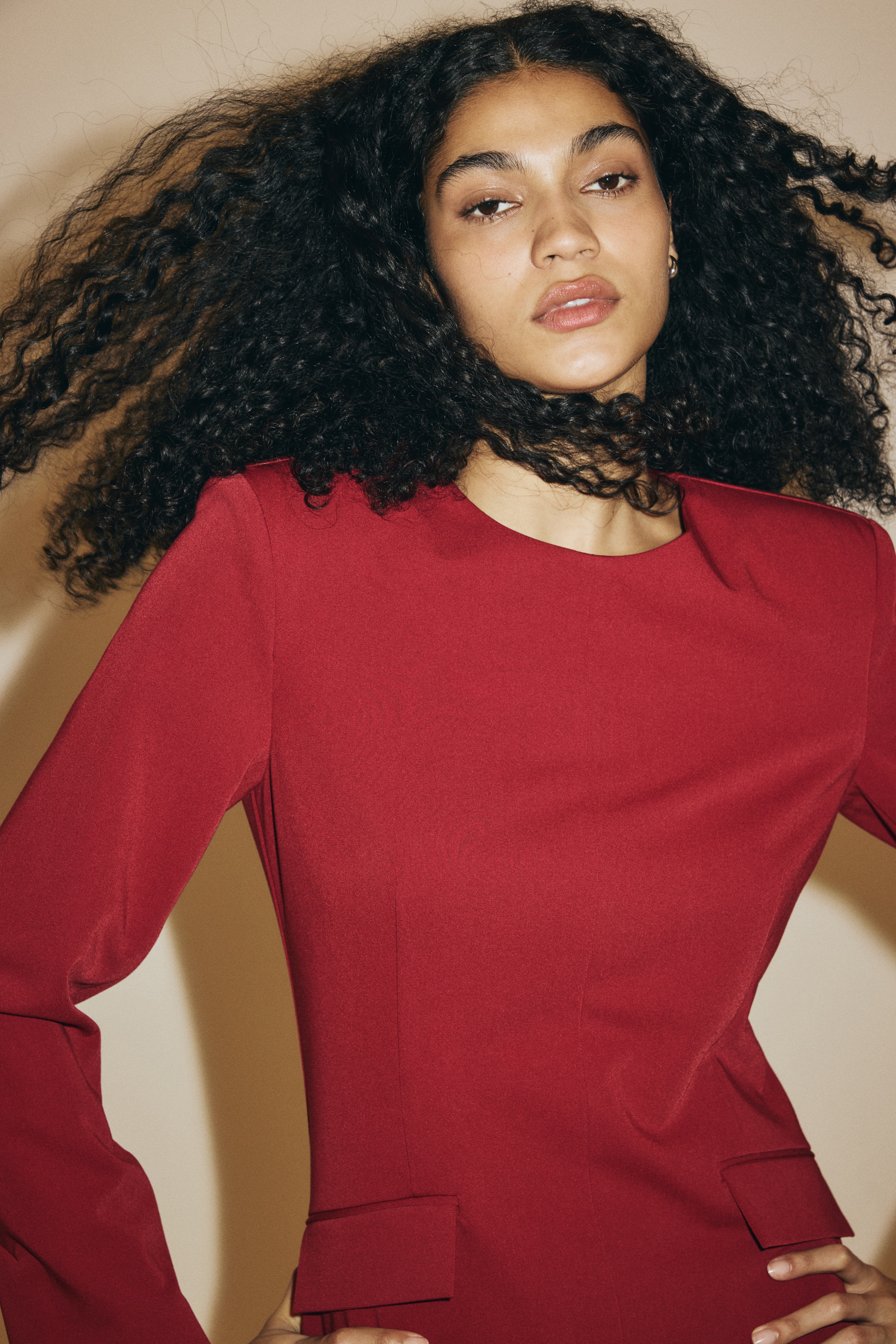 Ladies - Dark Red Short Dress - Size: L - H&M Ladies - Dark Red Short Dress - Size: L - H&M