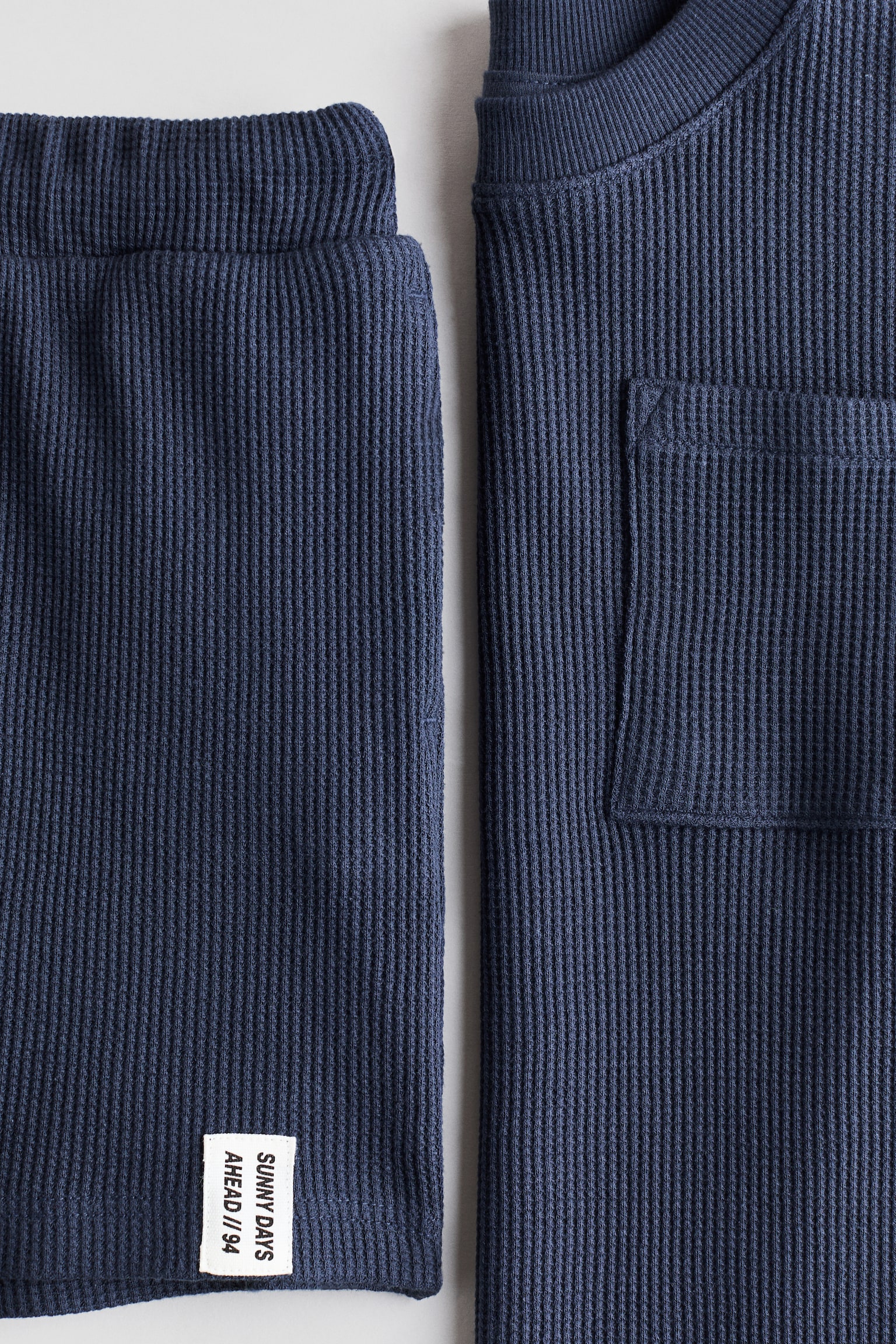 2-Piece Waffled Cotton Set - Navy blue/Khaki green - 2