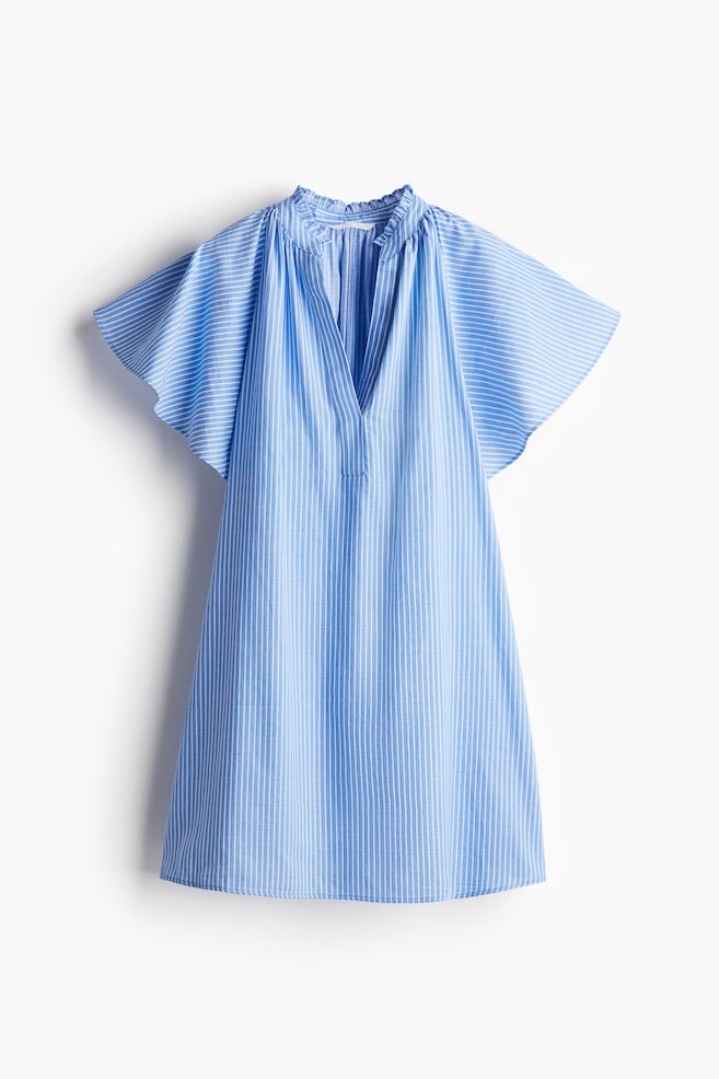 A-line muslin dress-Light blue/Striped - 1