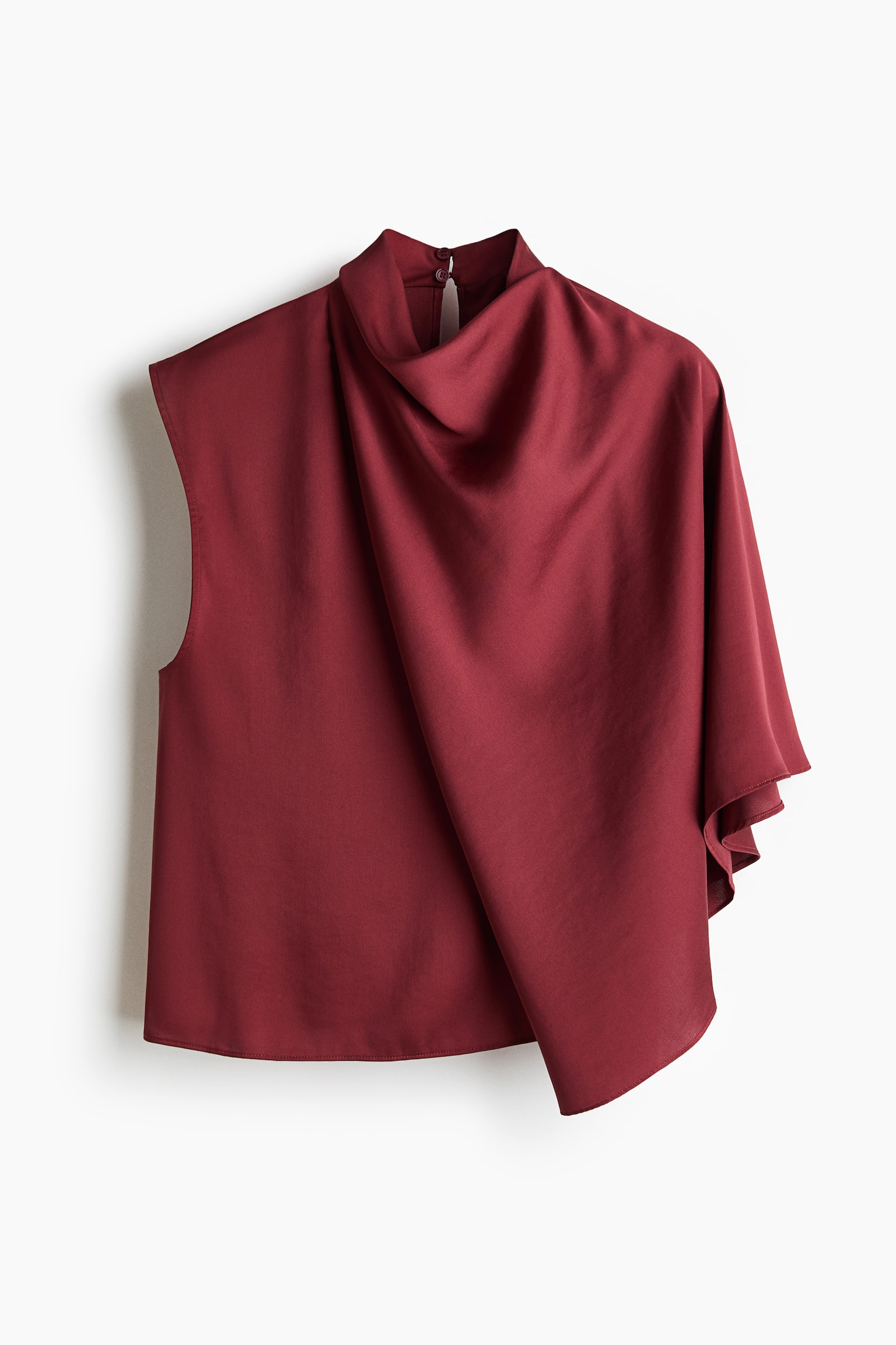 Blouse en satin à effet drapé - Rouge foncé