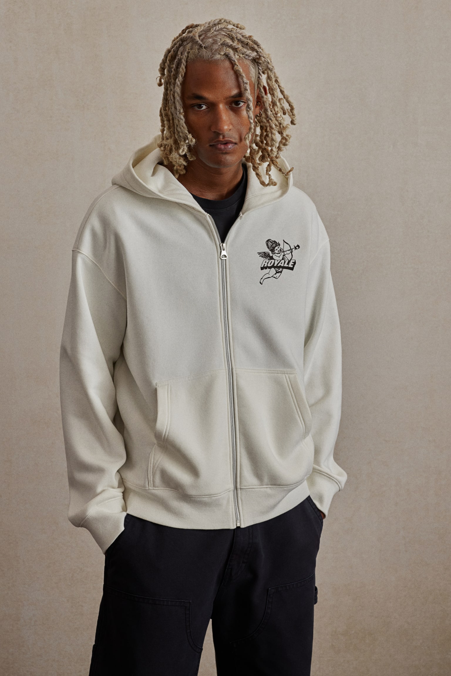 Relaxed Fit Zip-through hoodie - White/Royale/Black/LA Privileges - 4