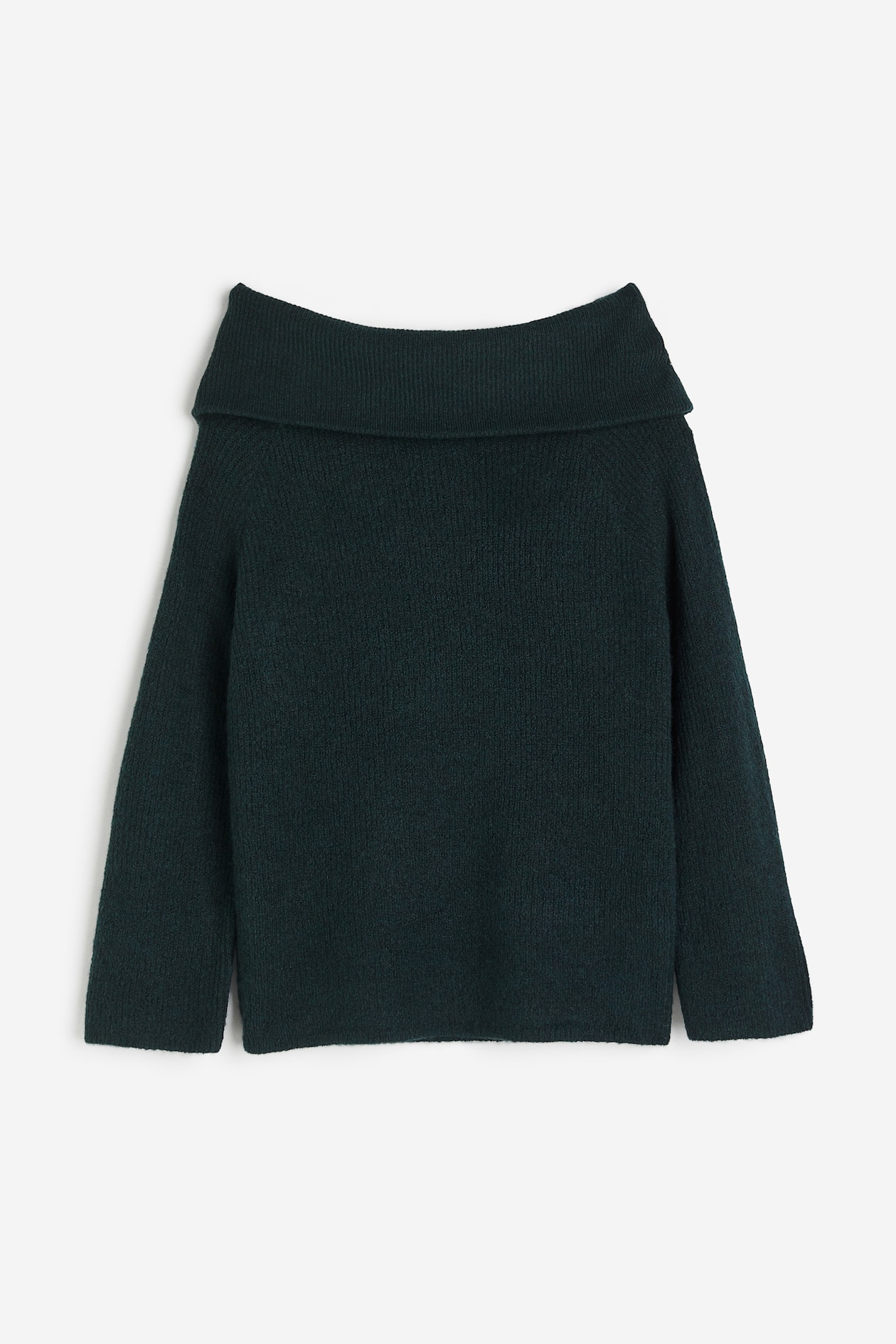 Women's Dark green Rib-knit Off-the-shoulder Sweater Regular fit