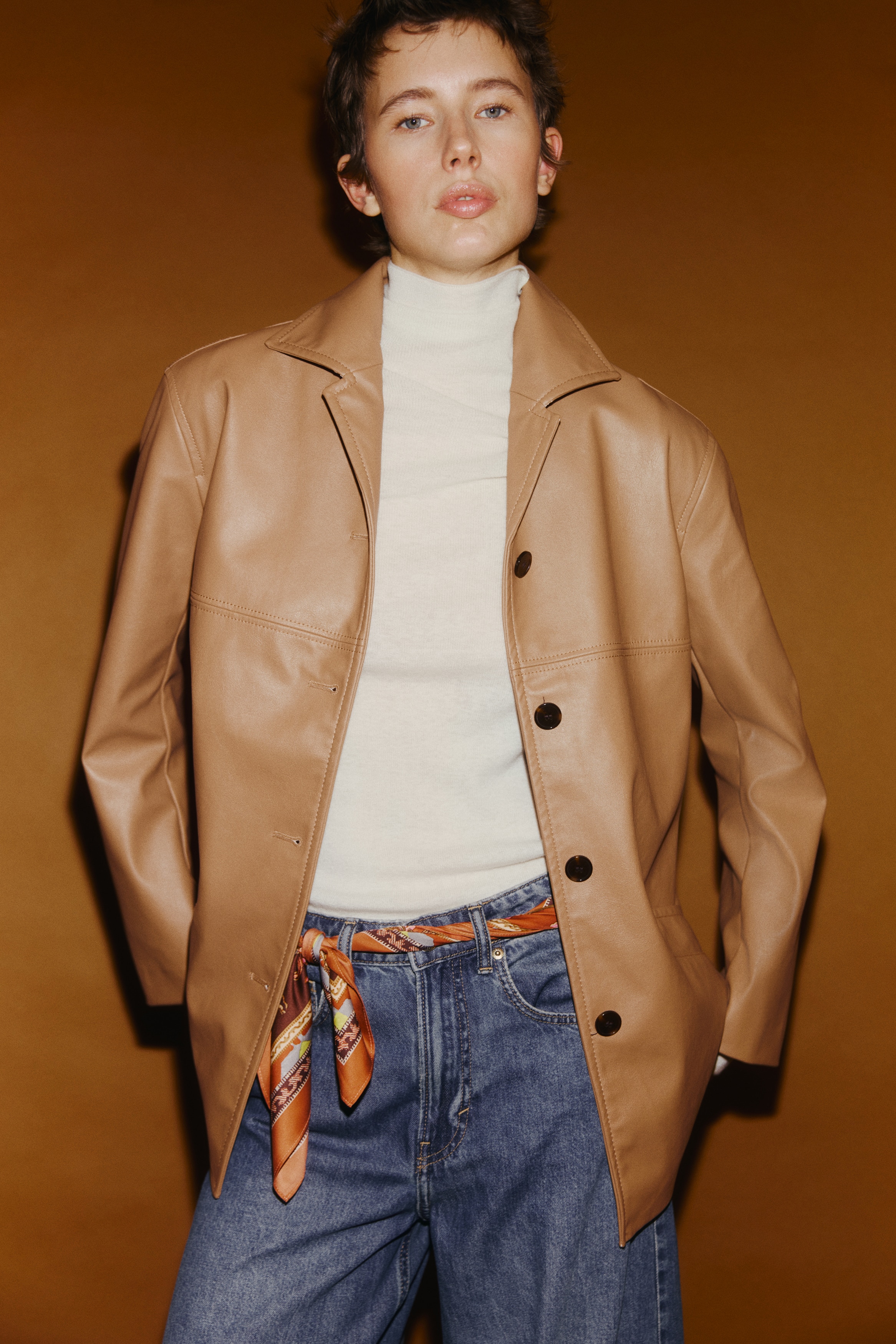 Veste en tissu enduit - Beige foncé