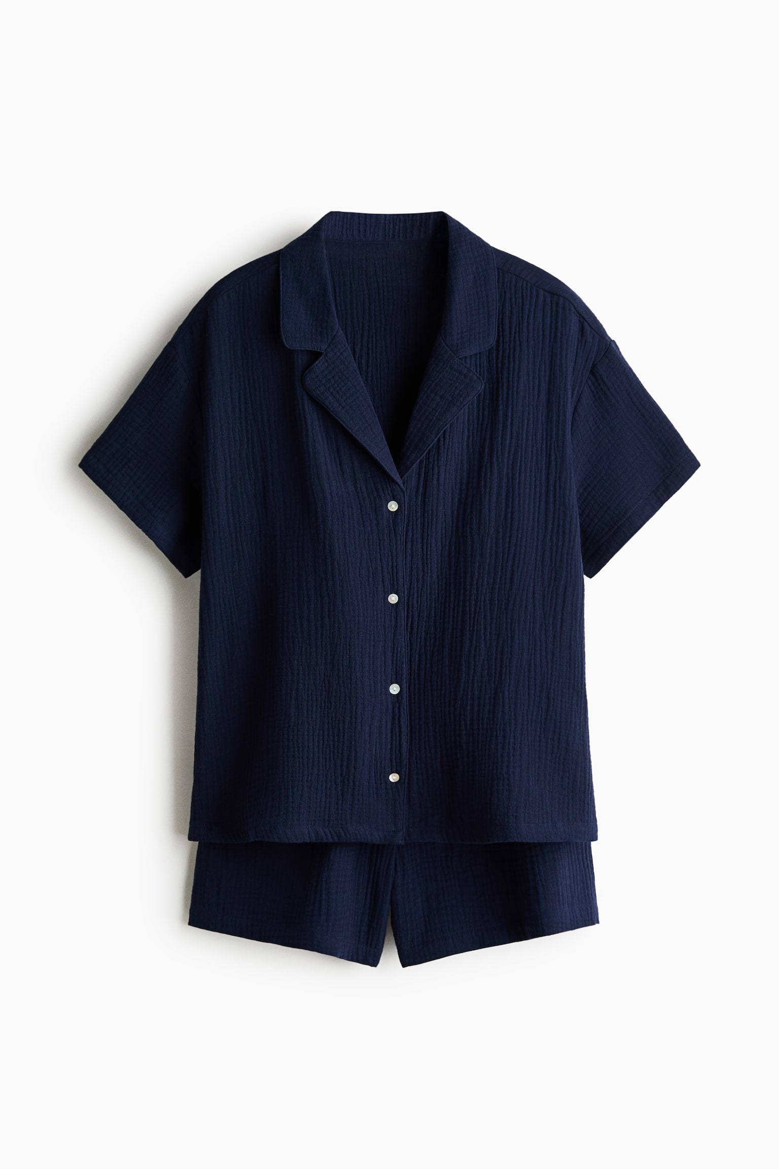 Pyjamas i bomullsmuslin - Marinblå/Ljusrosa/Jordgubbar/Crèmevit/Blommig/Ljusgul/Blommig/Crèmevit/Ljusturkos - 1