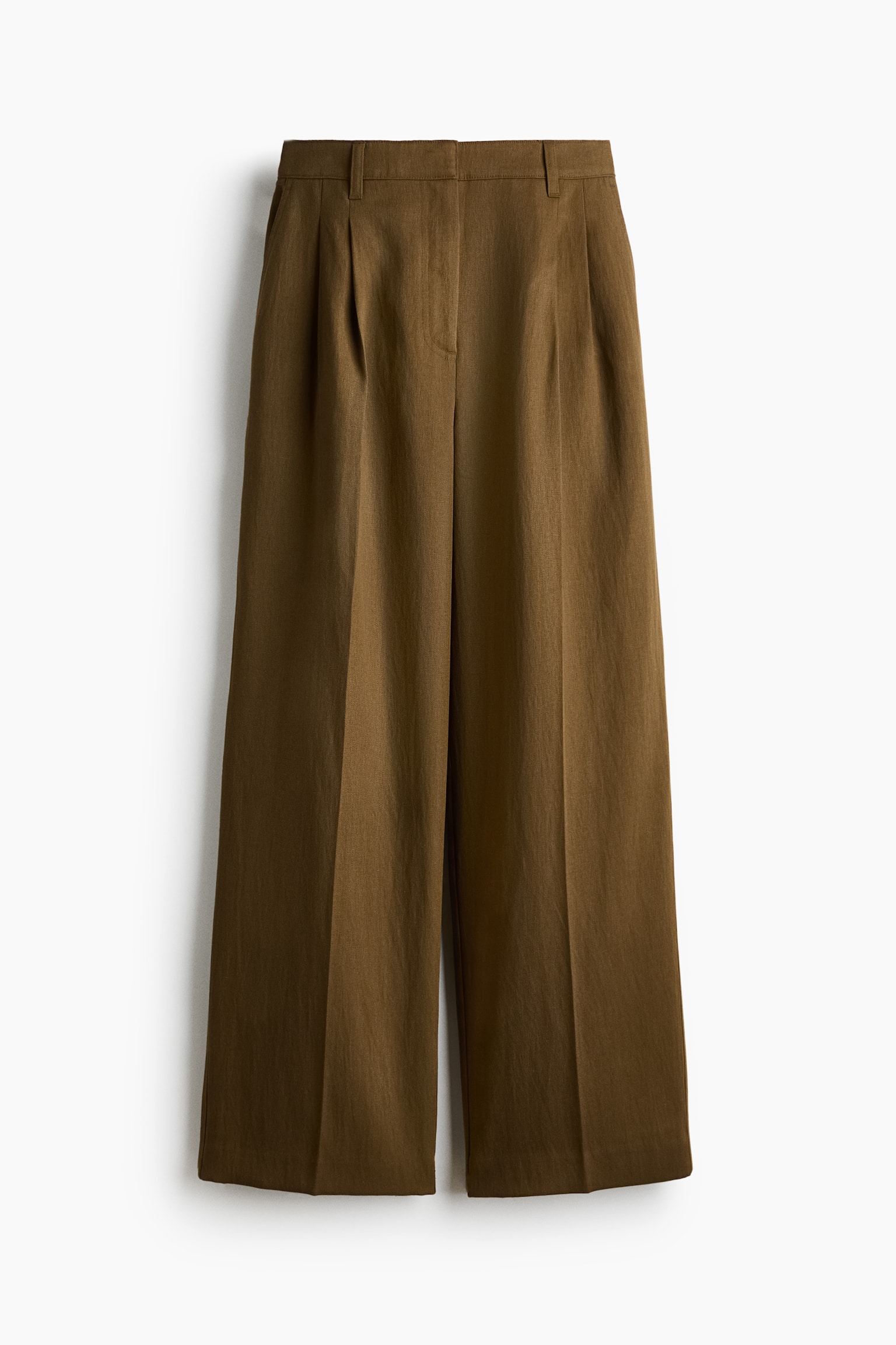 Linen-blend tailored trousers - Dark olive green/Dark dusty pink - 2