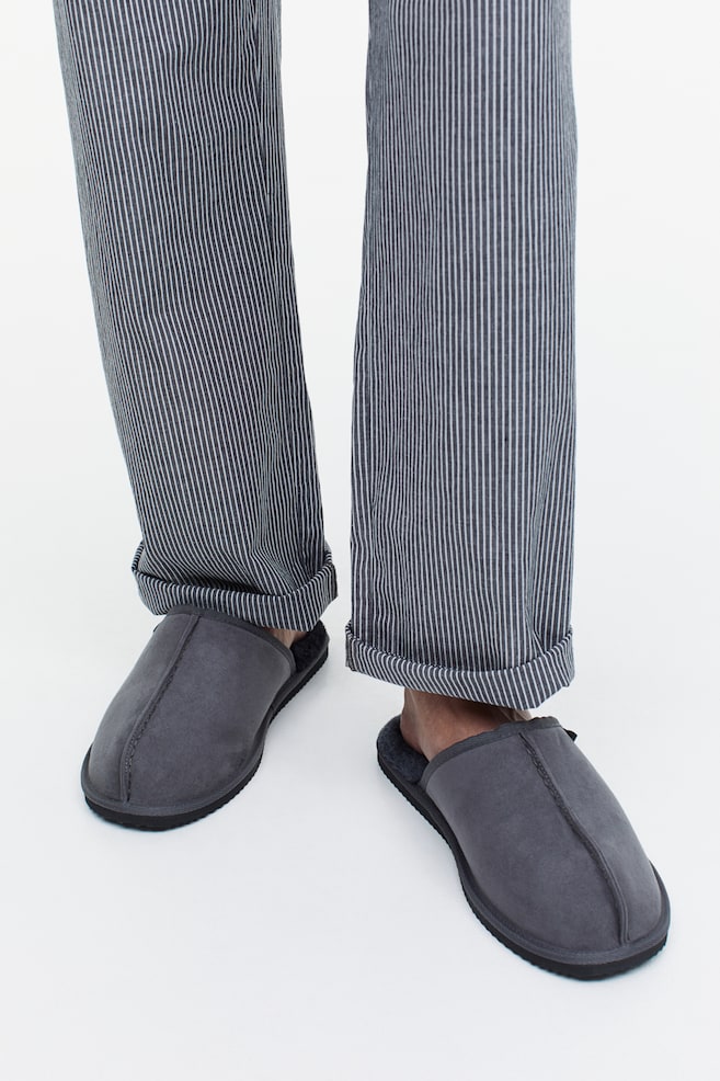 Pile-lined slippers - Dark grey/Greige/Brown/Black - 6