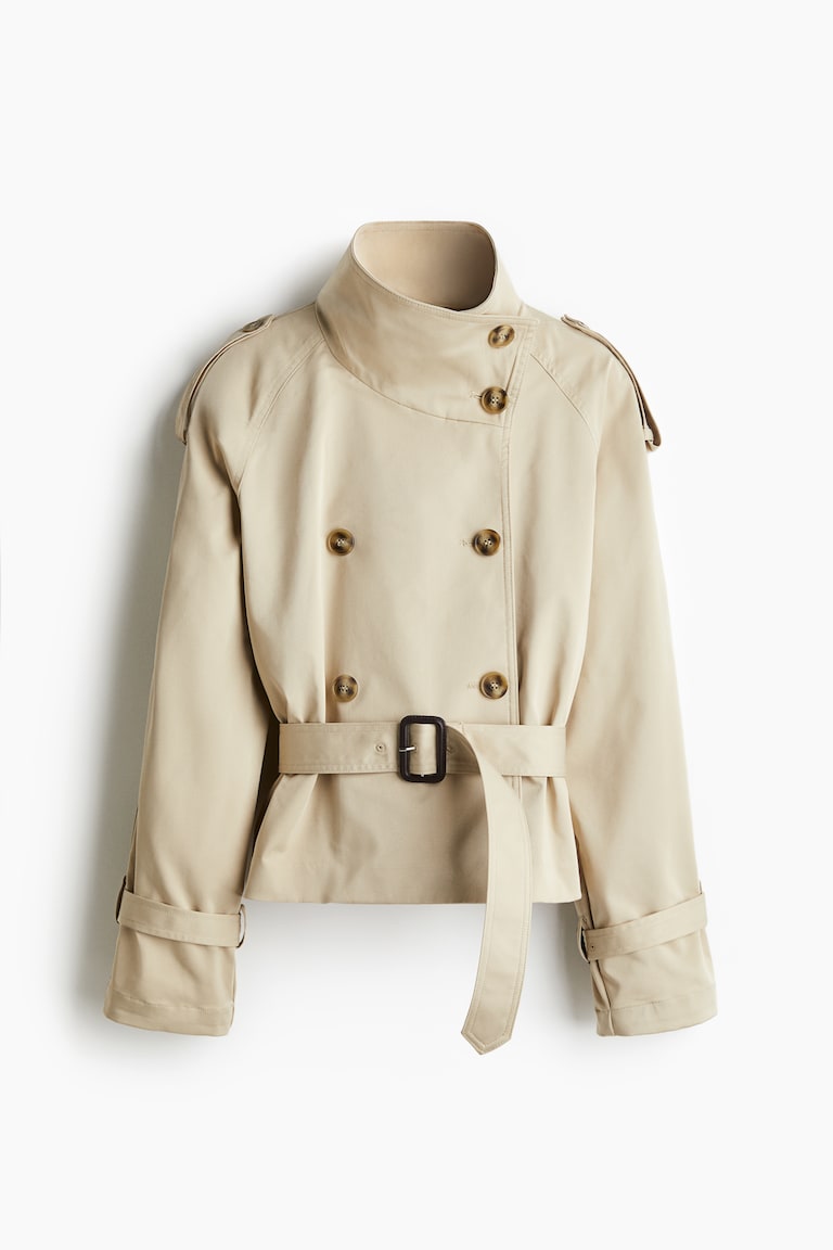 Short twill trench coat
