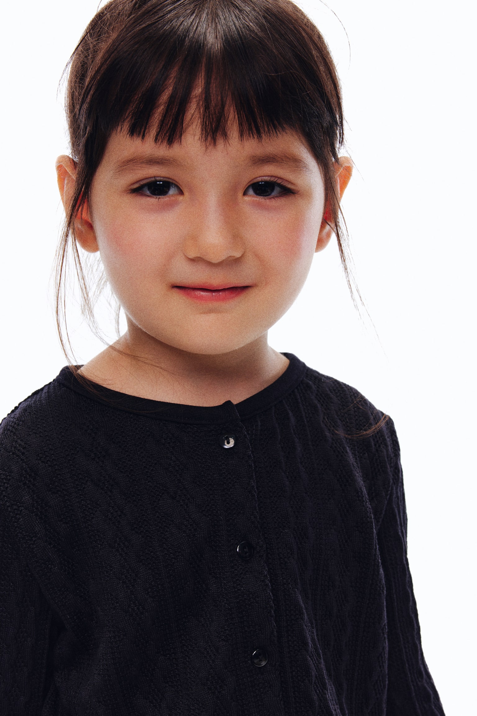 Áo cardigan dệt vặn thừng viền diềm nhún - Màu đen/Màu xám nhạt đốm - 5