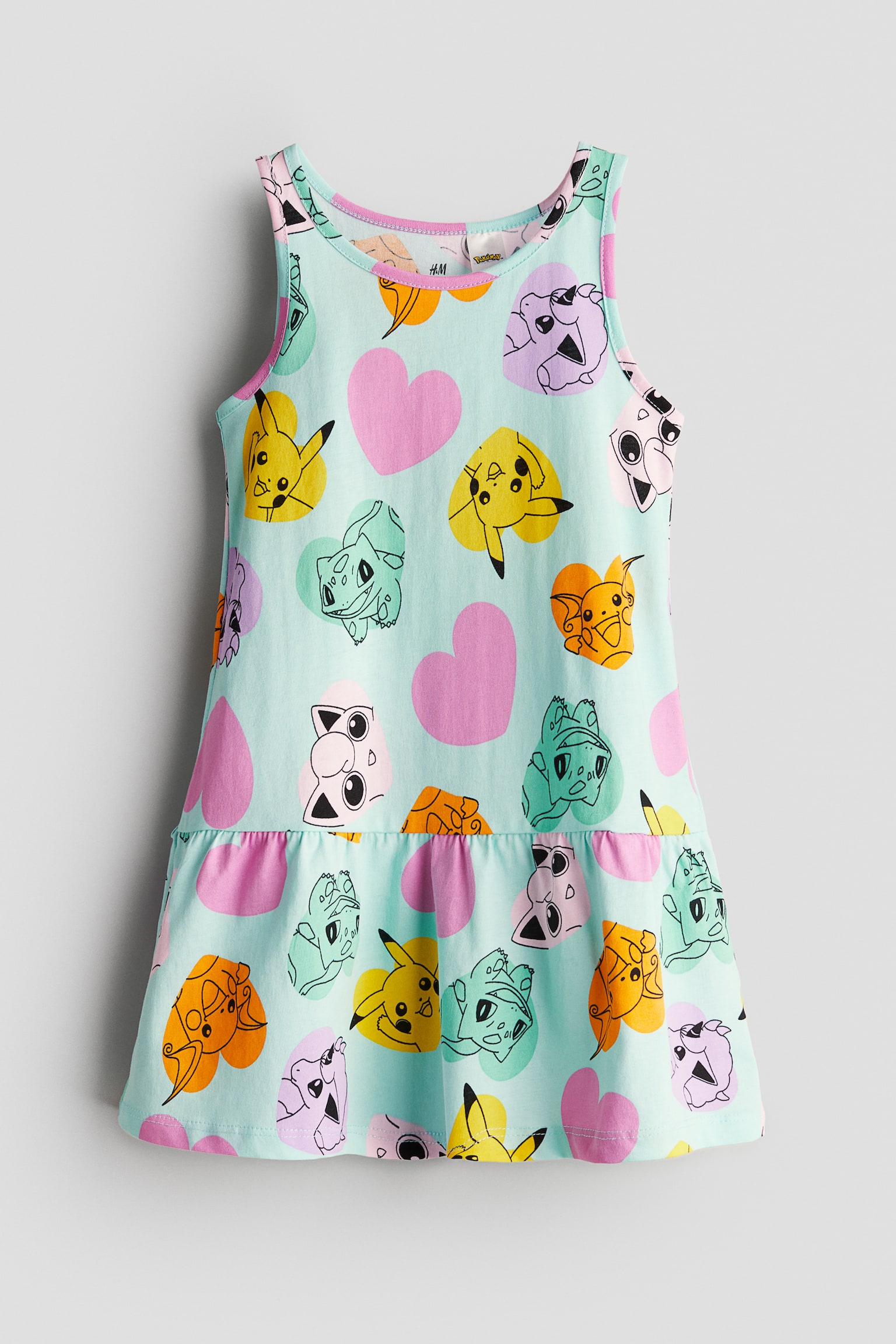 Printed cotton dress - Turquoise/Pokémon/Light pink/Super Mario - 1