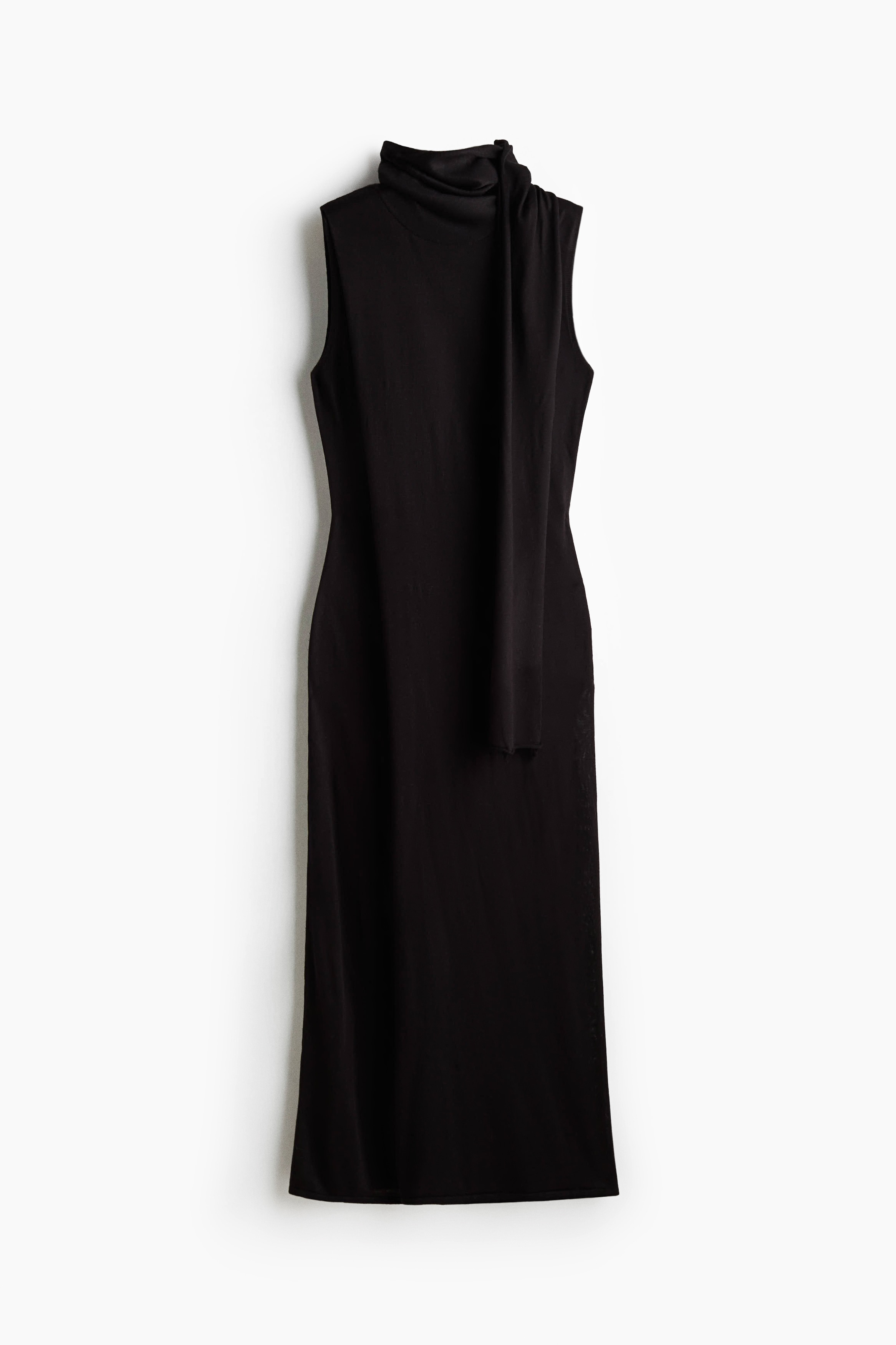 Scarf-Collar Dress - Black