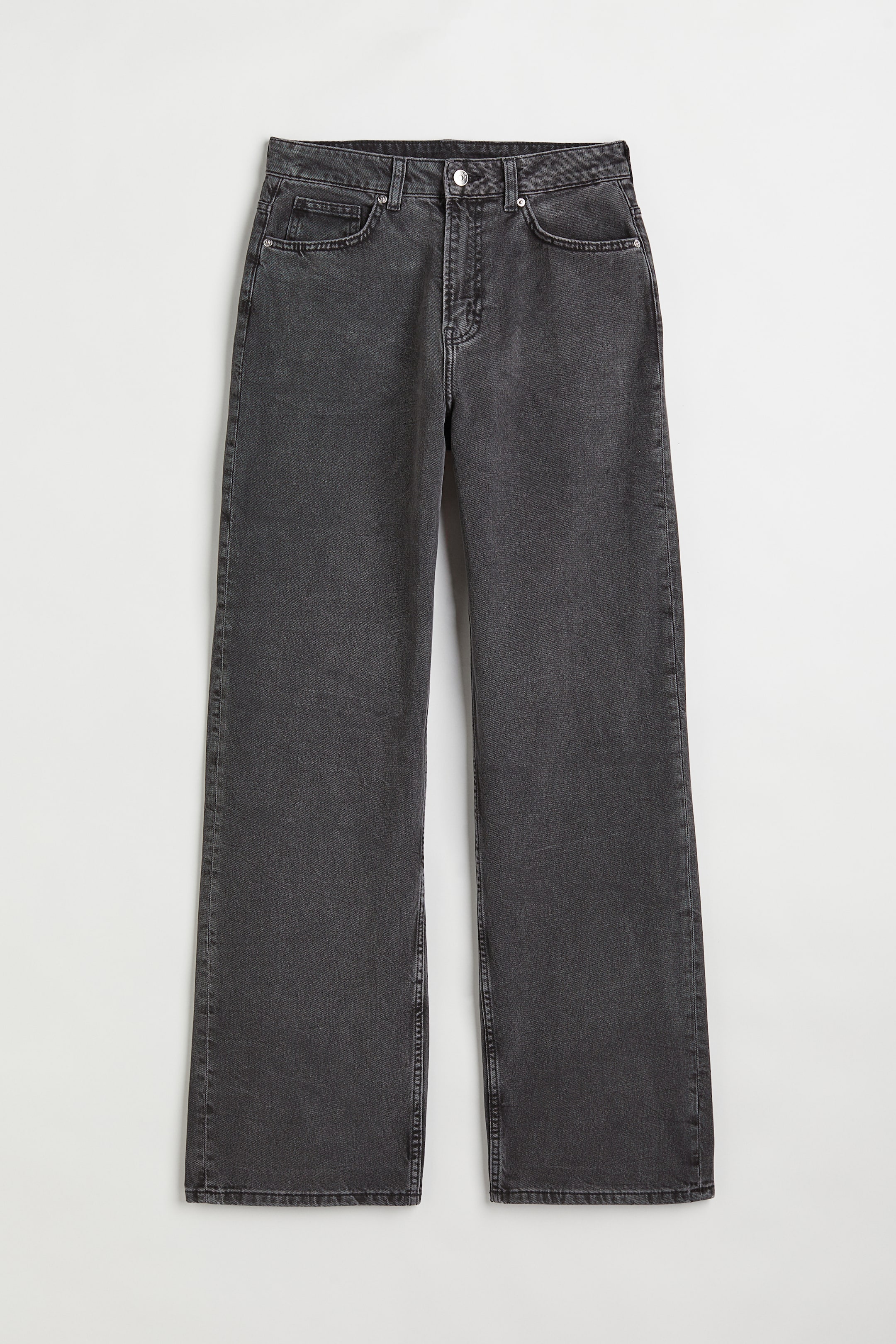 90s Baggy High Jeans - High waist - Long - Dark gray - Ladies | H&M US