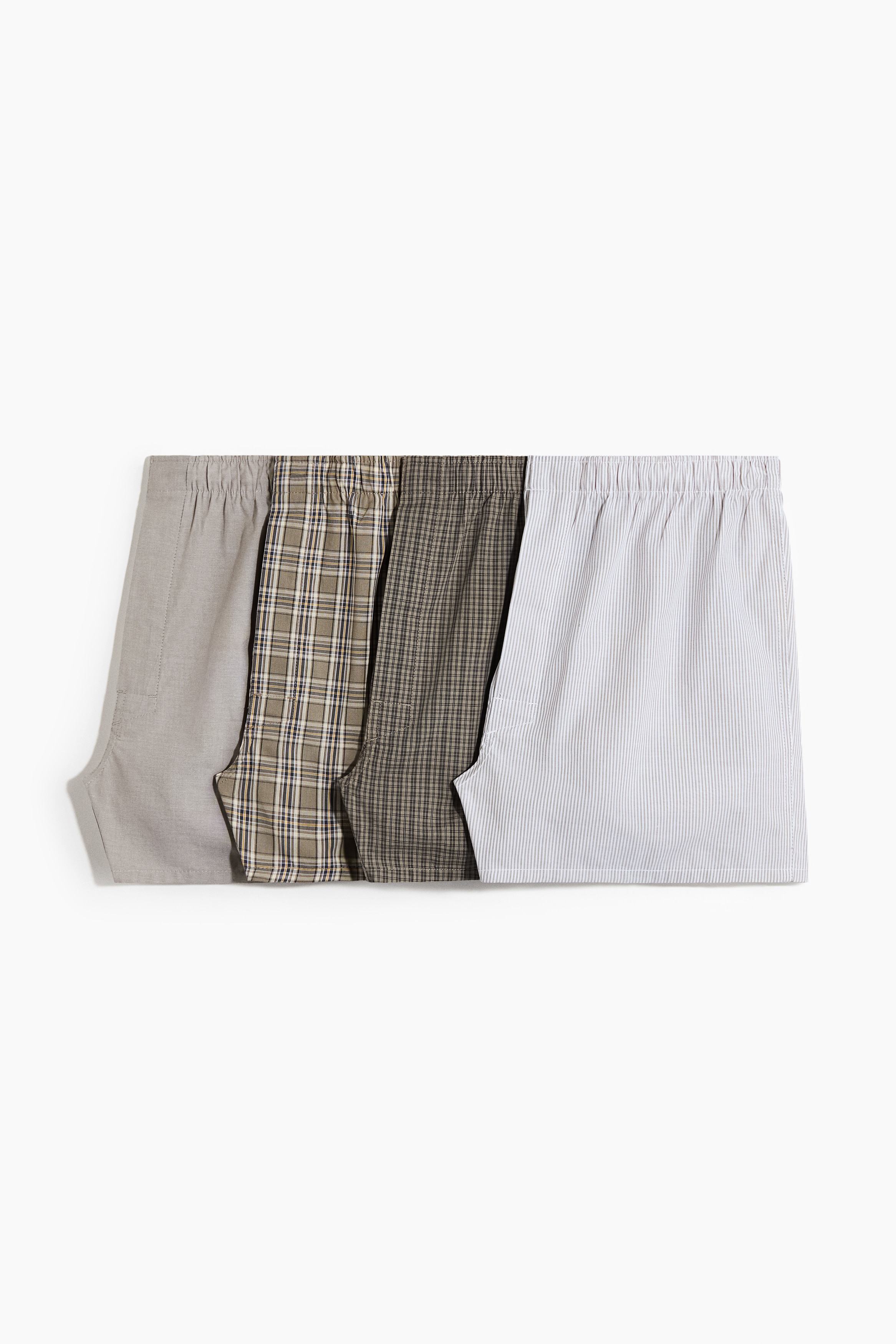 4-Pack Woven Boxer Shorts - Khaki green/checked/Black/white plaid/Light yellow/checked/Dark turquoise/checked/Black/gray/Pink/checked/Light blue/dark blue/White/beige/dark khaki green/Blue/checked/Navy blue/striped/Purple/striped/Blue/plaid/Dark blue/checked/Dark gray/checked