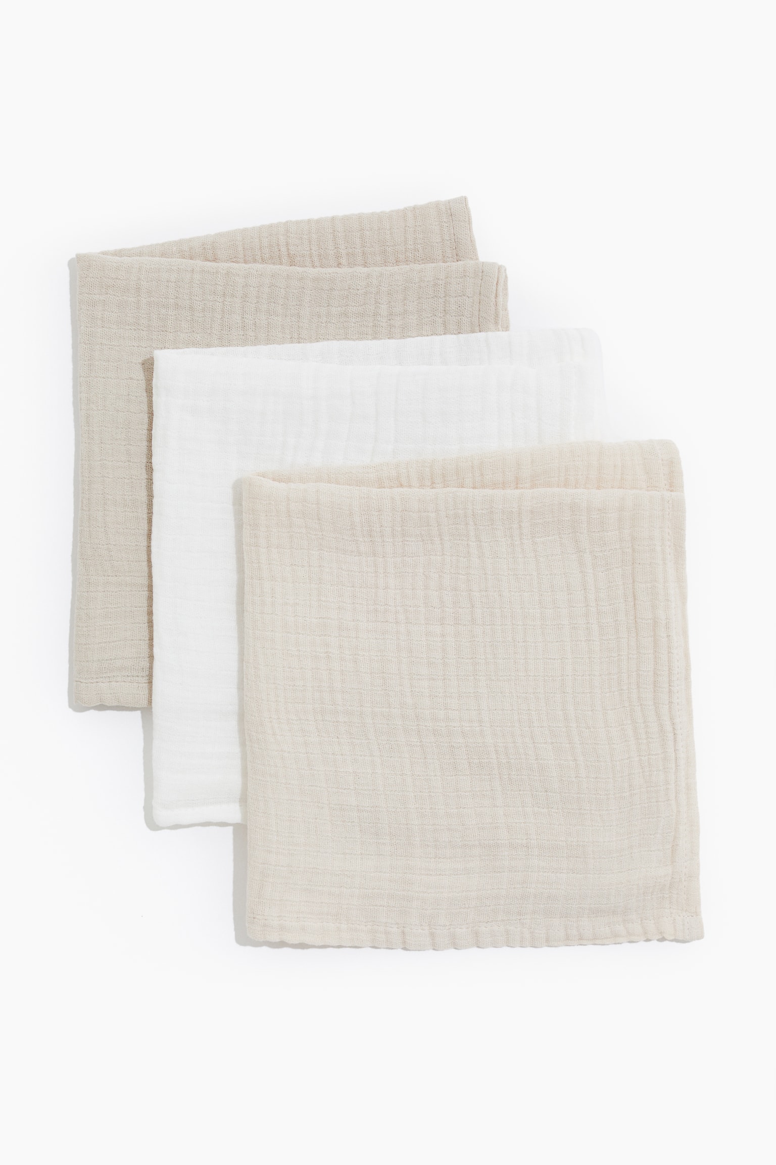 3-pack muslin comfort blankets - Light beige/White/Old rose/Beige/Dark grey/Light grey/White/Light blue/White - 1