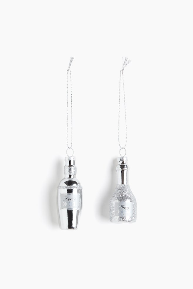 2-pack glass Christmas decorations - Silver-coloured/Bottles/Gold-coloured/Bottles - 1
