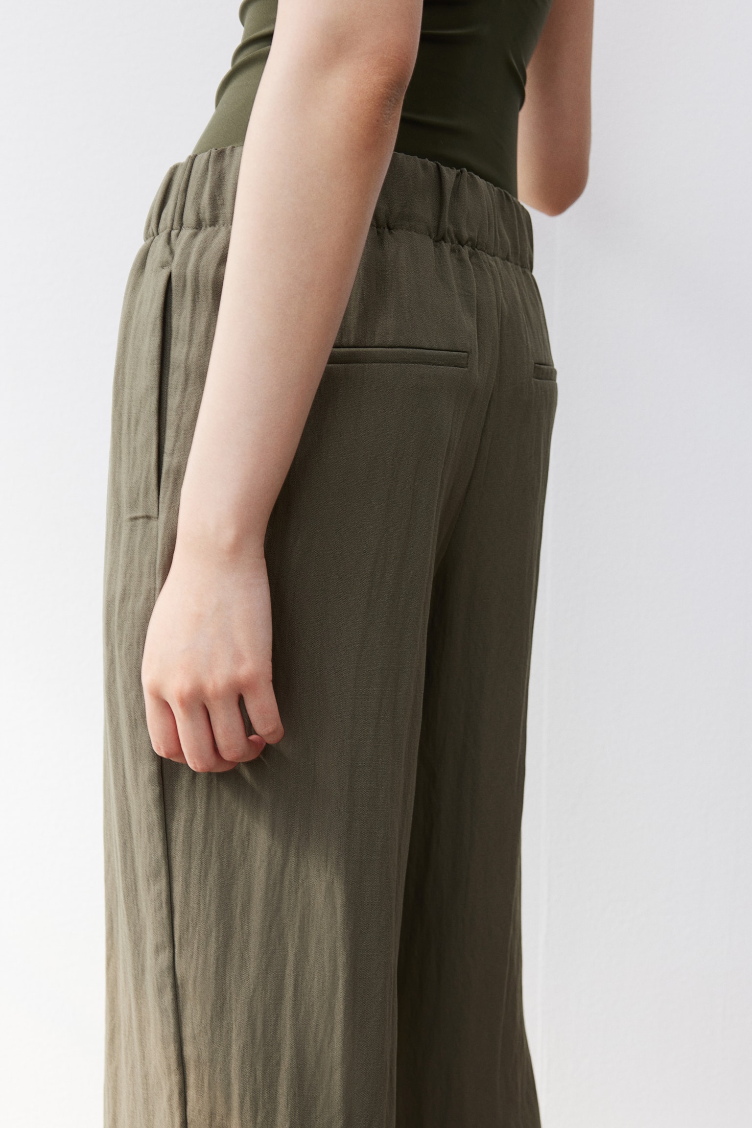 Pull-on culottes - Dark khaki green/Black/Light beige/White/Pinstriped - 4