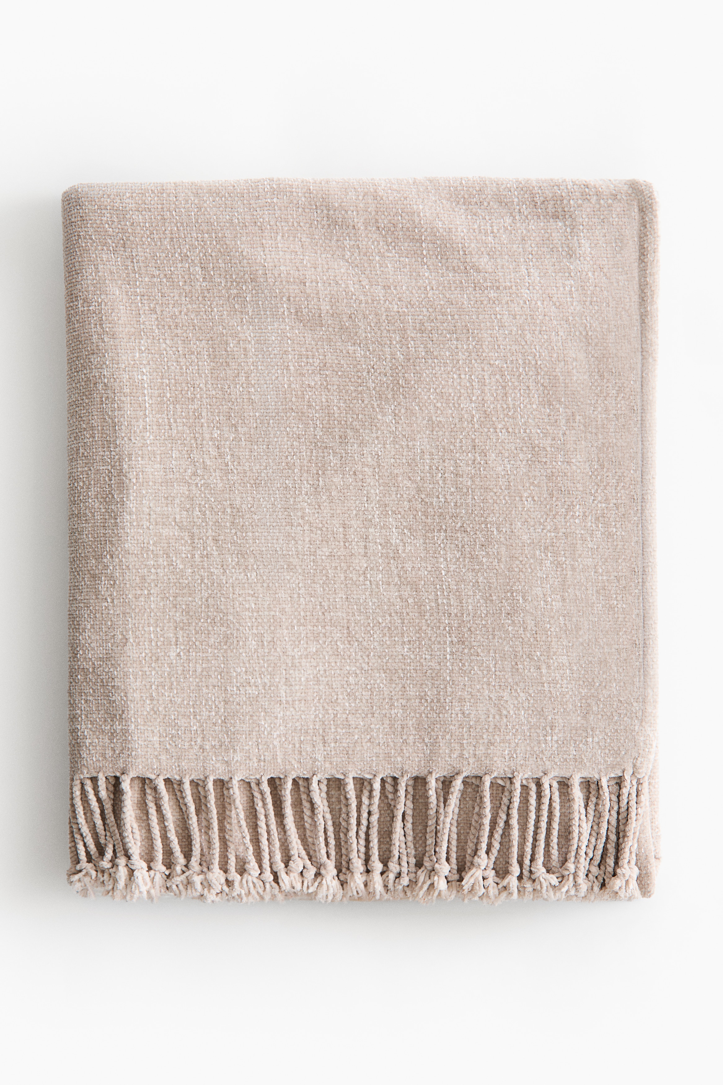 Chenille blanket - Greige/Grid pattern/Beige marl/Grey