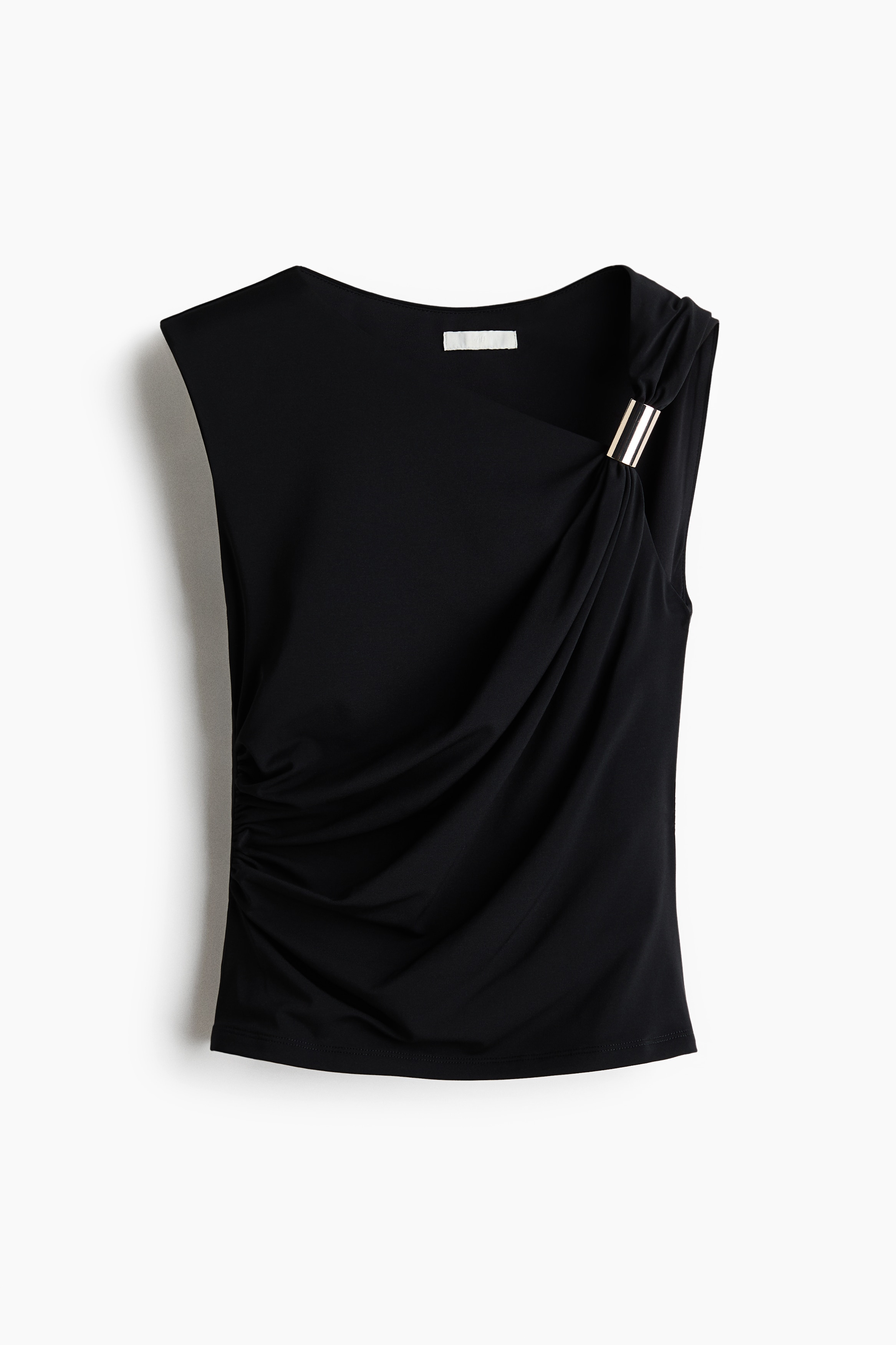 Draped Top - Black/Light beige/Brown