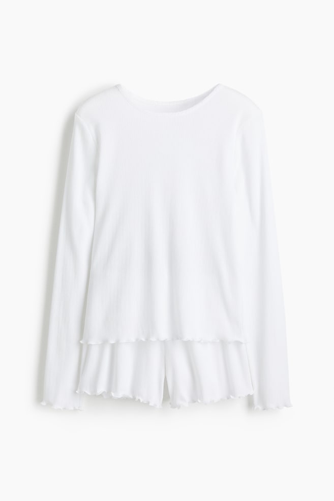 Pointelle pyjamas - White/White/Hearts - 1