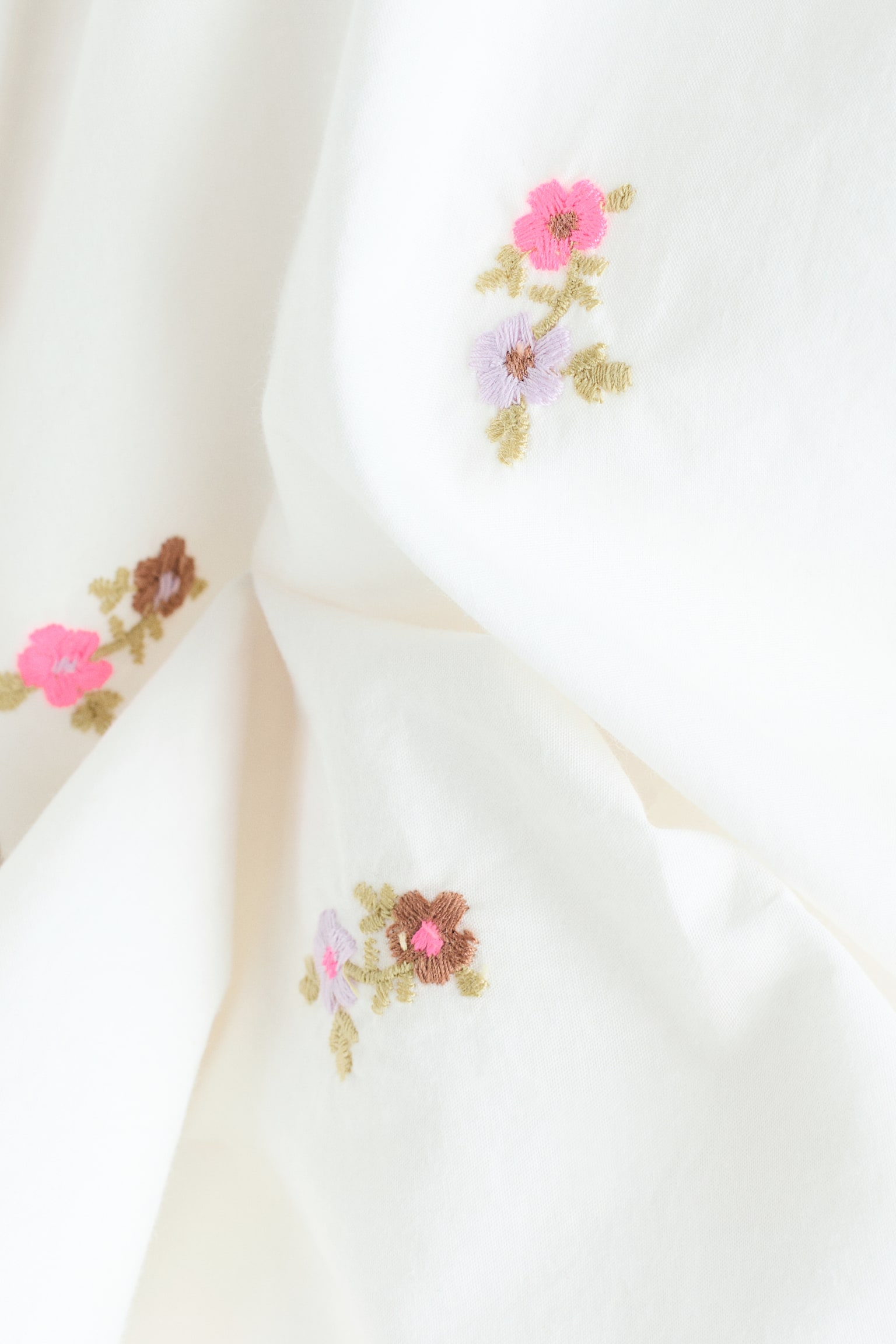 Embroidery-detail cotton trousers - 2