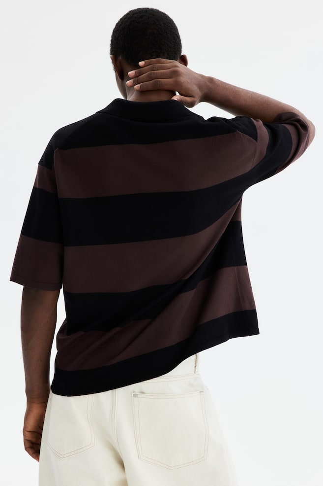 Pikétröja Loose Fit-Brun/Randig - 4