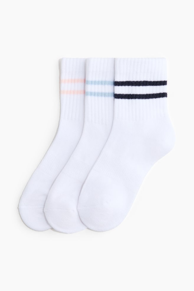 Calze sportive 3 paia - Bianco/righe/Verde scuro - 1