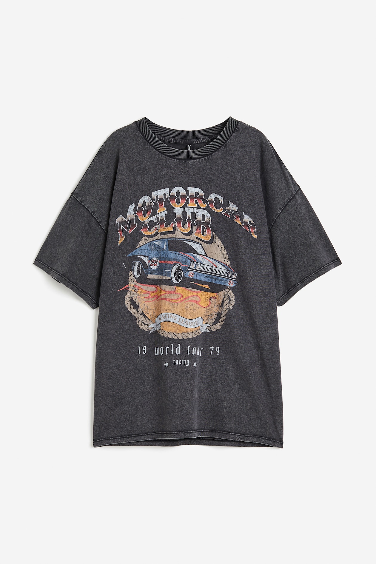 Oversized T-Shirt mit Print - Rundausschnitt - Kurzarm - Schwarz