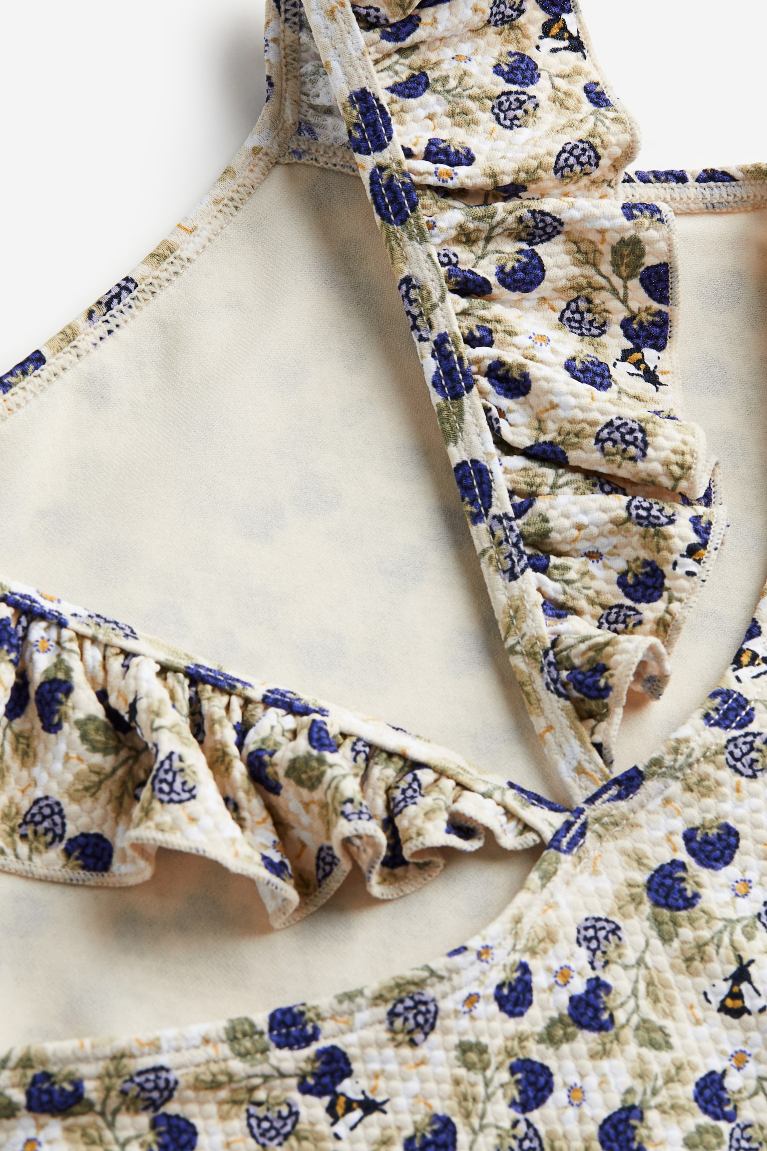 Flounce Swimsuit - Beige/Berries - 2