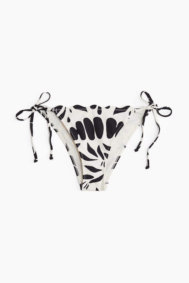 Tie tanga bikini bottoms - White/Black patterned/White/Turquoise - 1