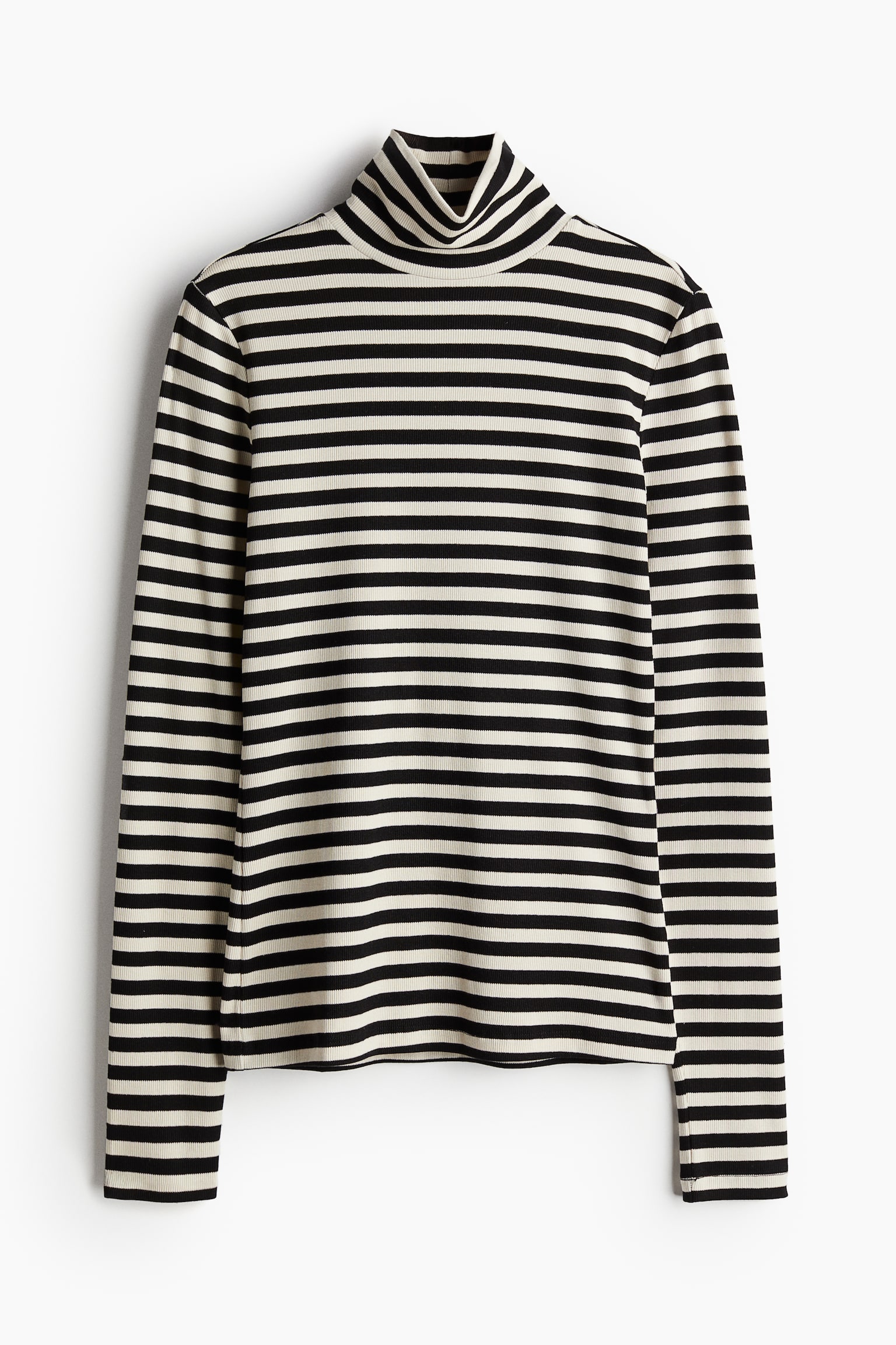 Modal-blend polo-neck top - Black/Striped/Light blue/Dark grey marl - 2