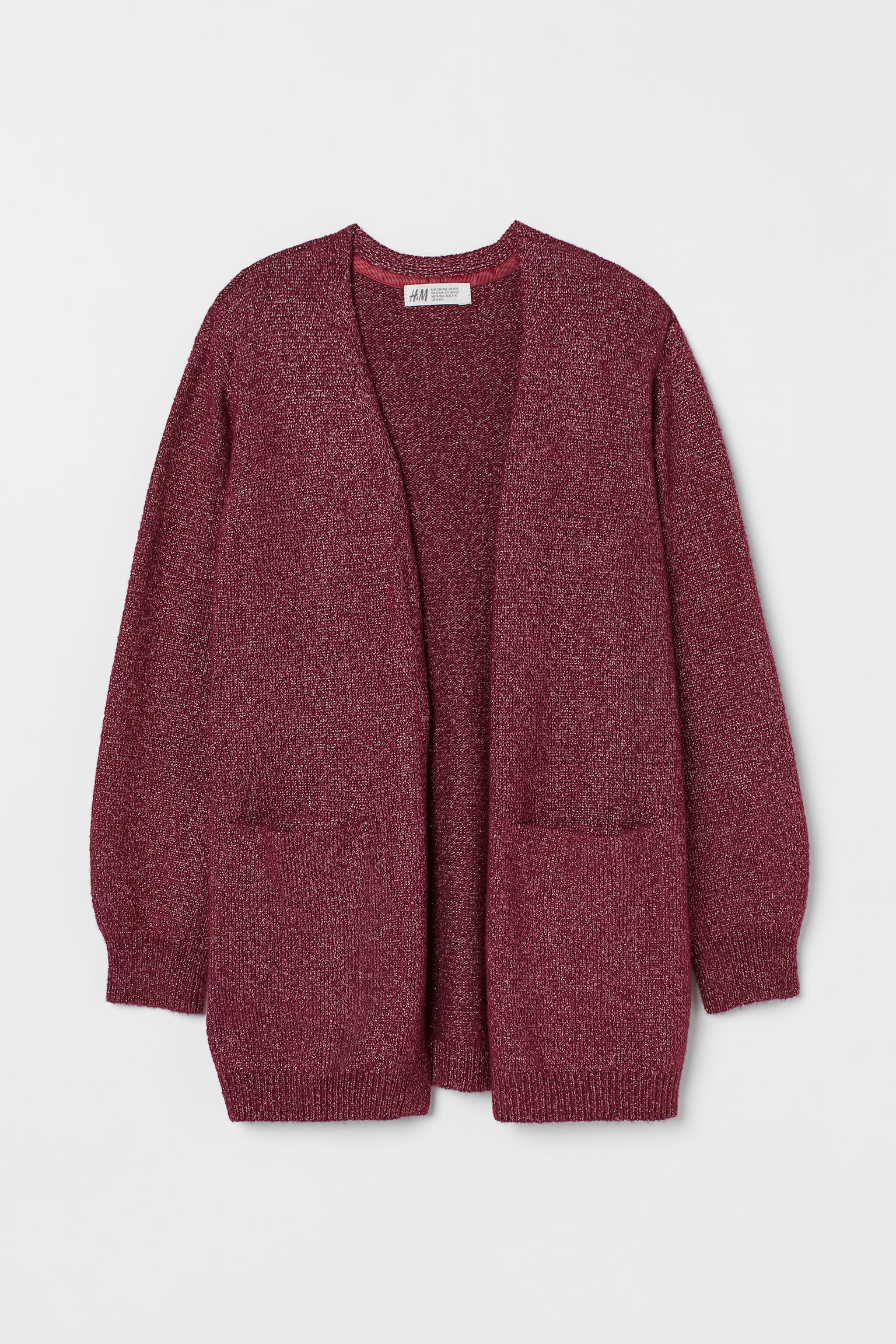 Oversize Cardigan - Dark red/Glittery/Dark grey marle - 1