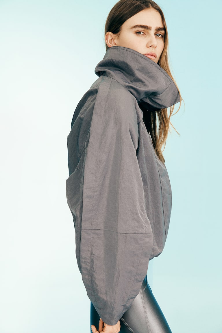 Nylon Jacket with Shoulder Pads Dark gray Ladies H&M US