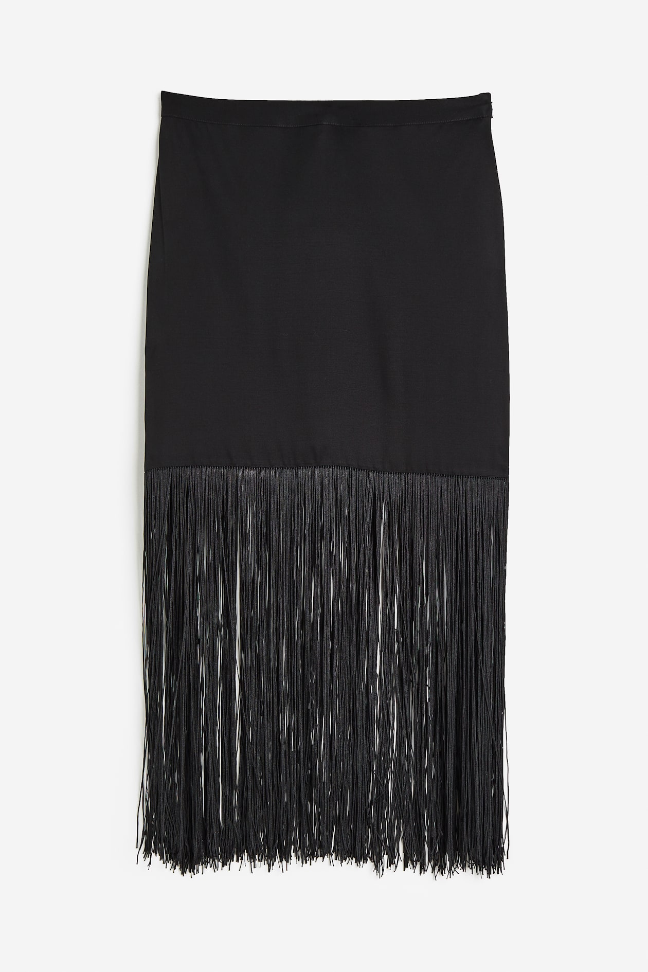 Fringe-trimmed skirt Black Ladies H&M IN