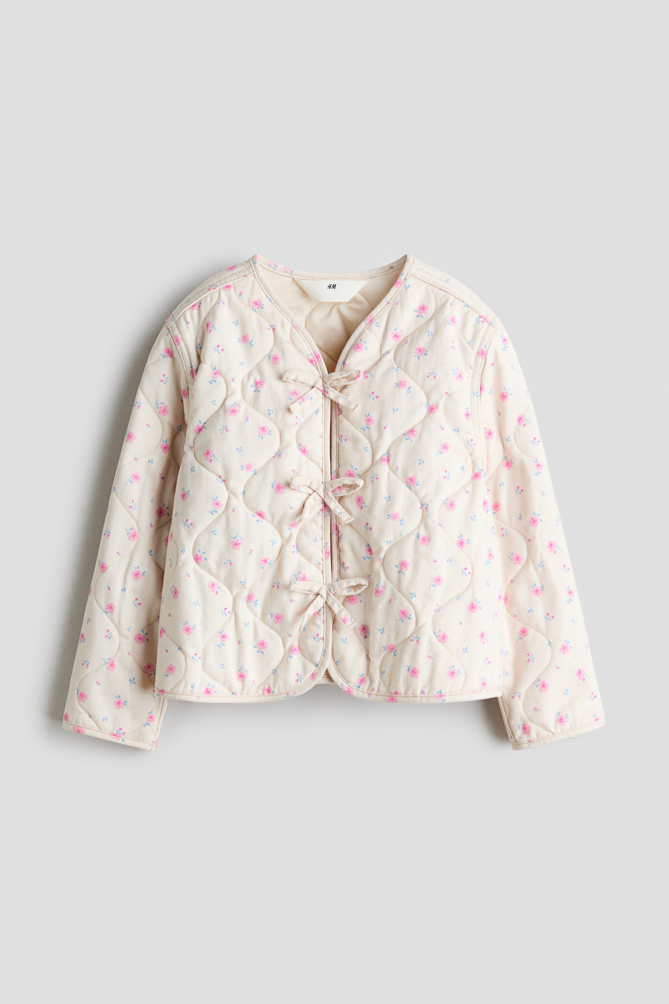 Näytä suurempi kuva: Tikattu takki - Light beige/Floral - Kids | H&M FI 1