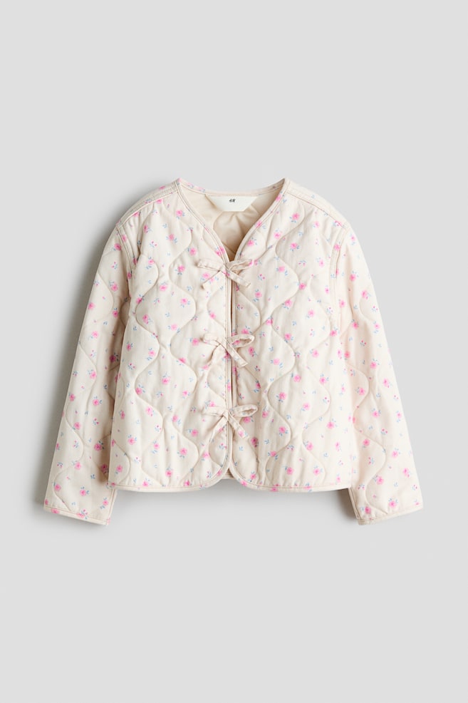 Quilted Jacket - Light beige/Floral/Cream/Blue floral - 1