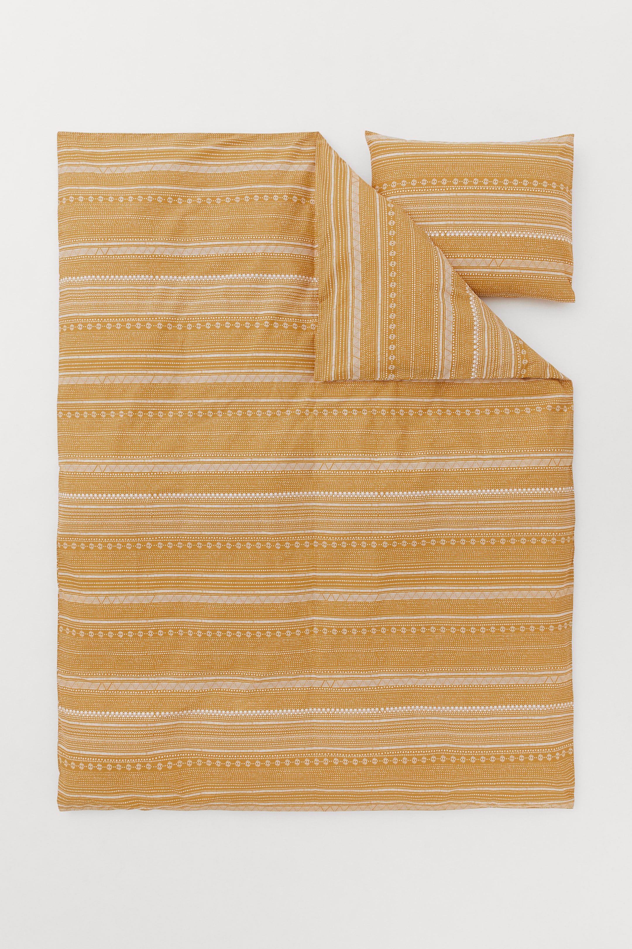 View larger image: Cotton Quilt Cover Set - Mustard yellow/Pattern - Home All | H&M AU 1