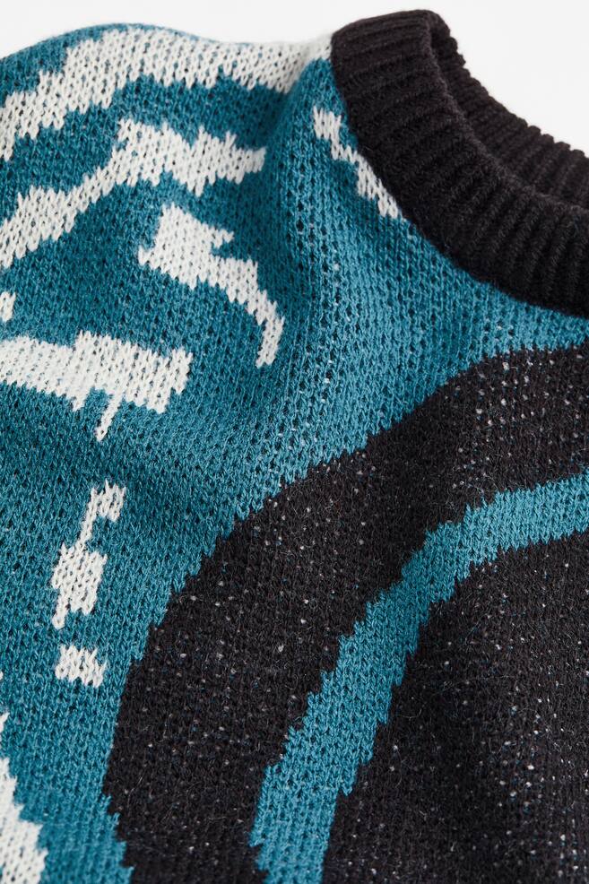 Double-knit jumper - Dark turquoise/Patterned - 2