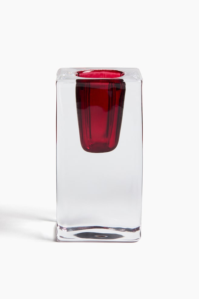 Glass candlestick - Red/Transparent/Grey/Transparent/Green/Transparent - 1
