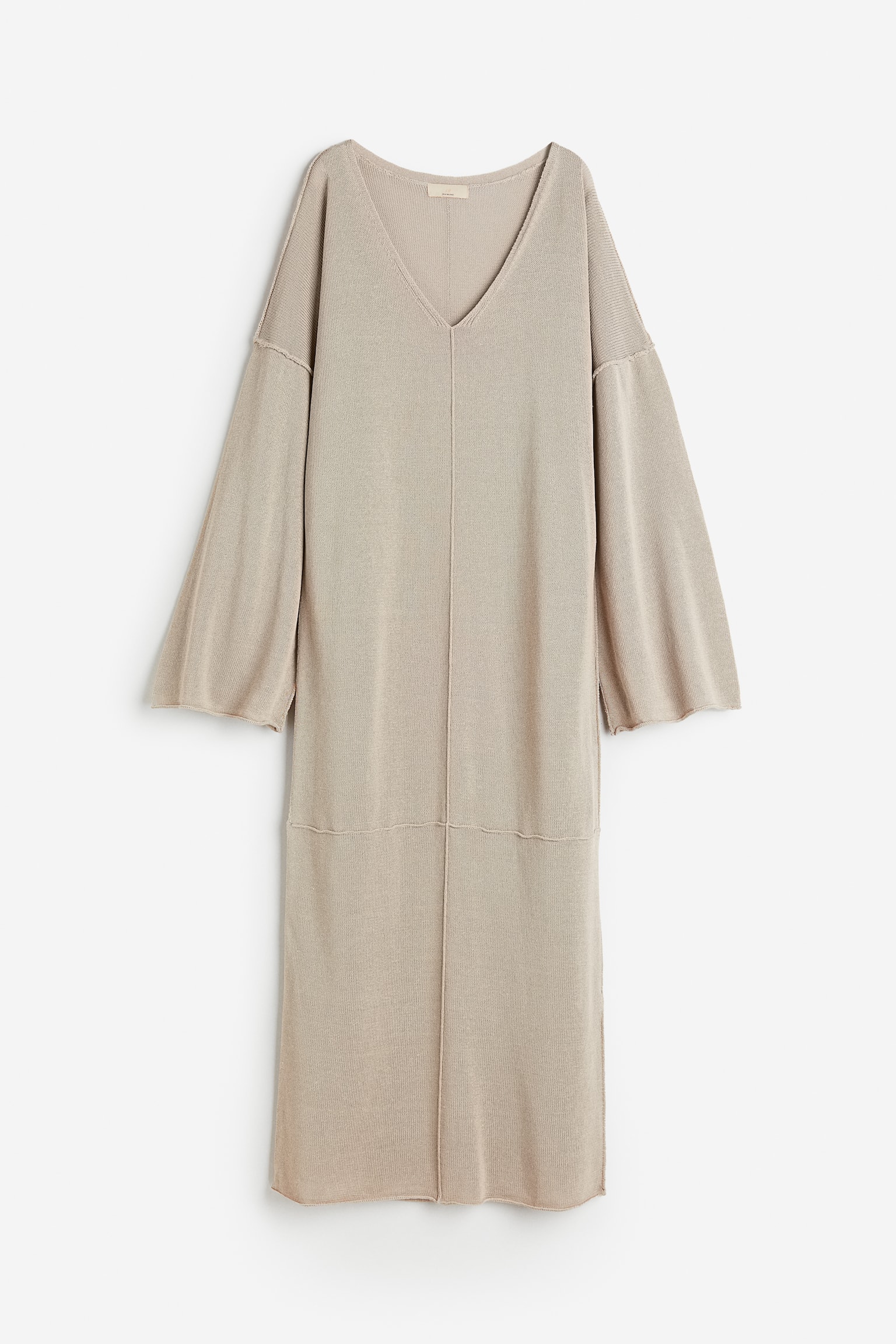 Oversized Silk Blend Fine Knit Dress - Beige - 1