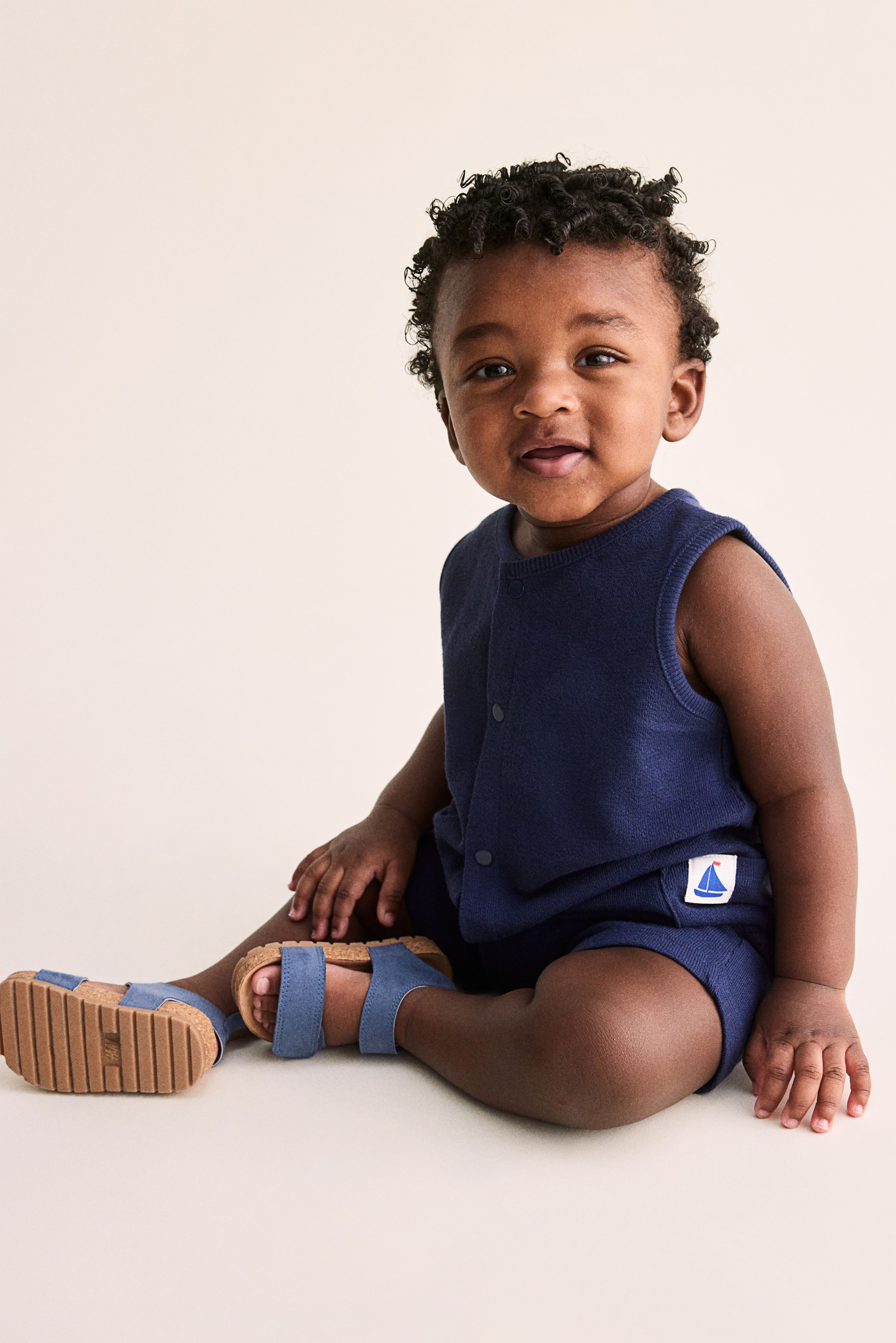 Sleeveless Romper Suit - Round Neck - Sleeveless - Navy blue - Kids | H&M US