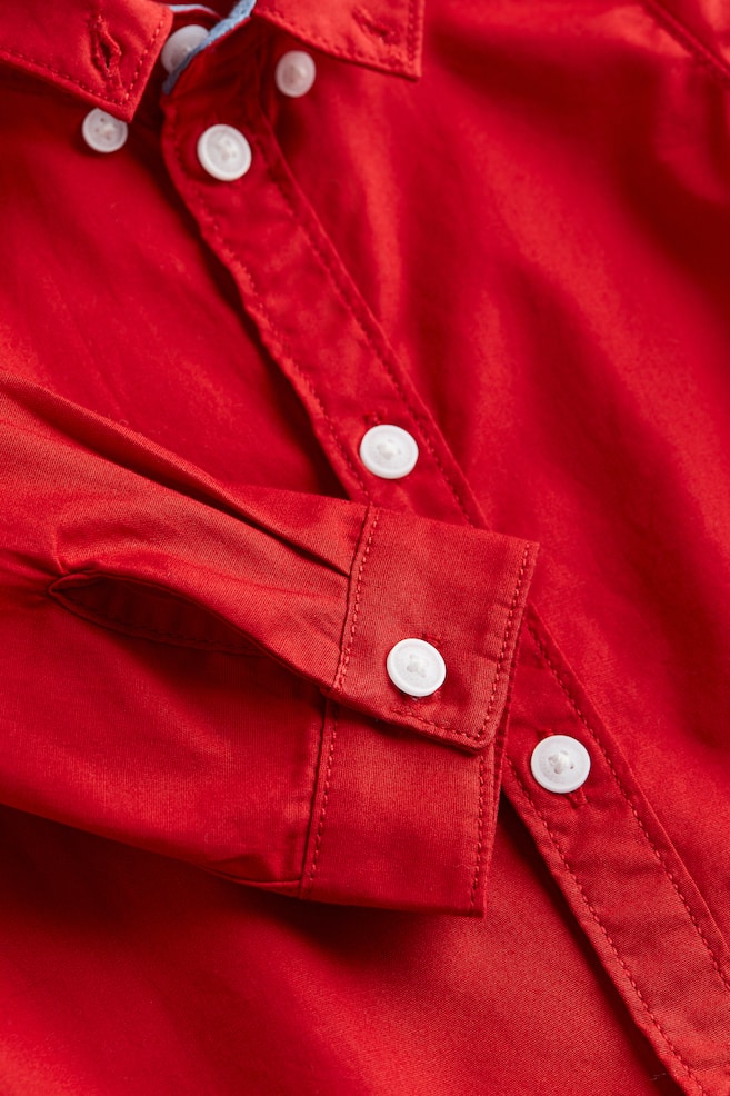 Bawełniana koszula - Czerwony/Biały - 2