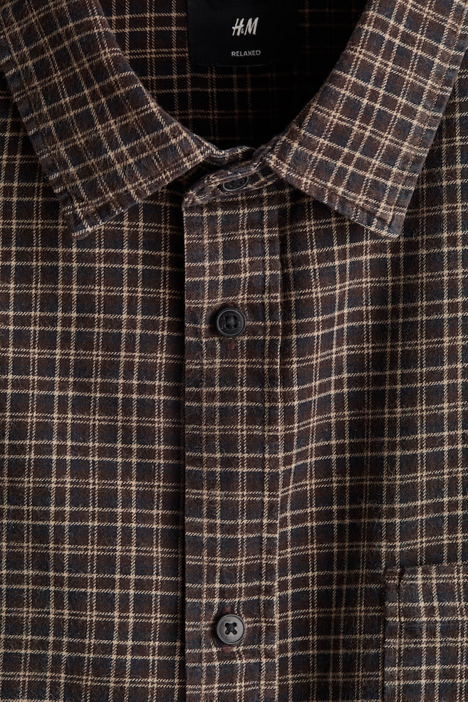 Relaxed-Fit Cotton Flannel Shirt - Dark brown/checked/Light green/checked/Light blue/checked/Beige/checked - 6