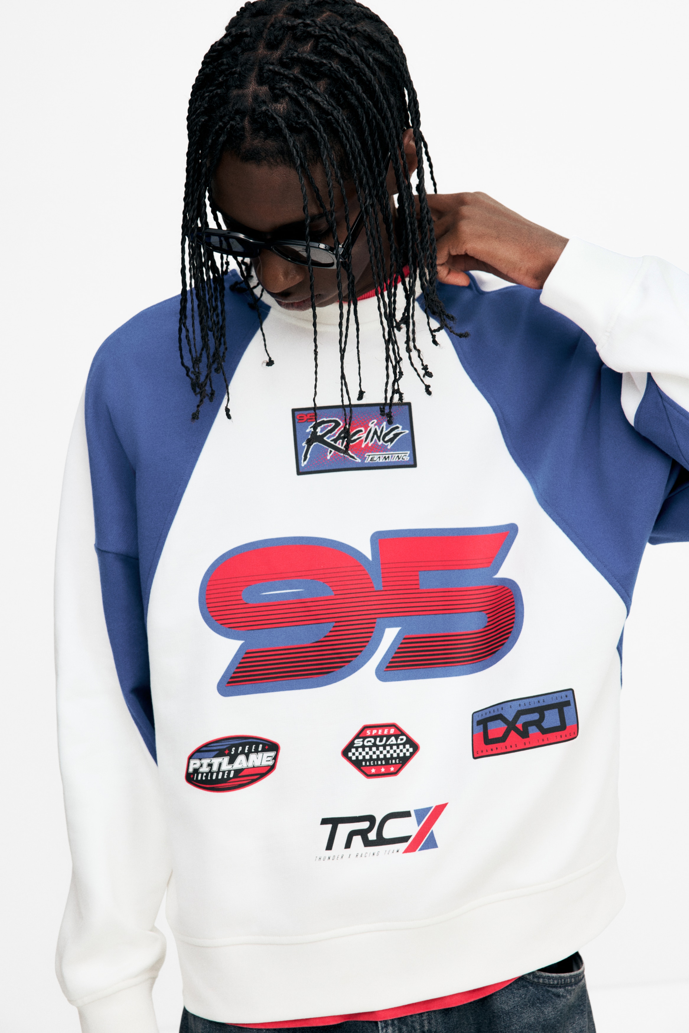 Men's Blue/TRCX Oversized Printed Sweatshirt | H&M CA Men's Blue/TRCX Oversized Printed Sweatshirt | H&M CA