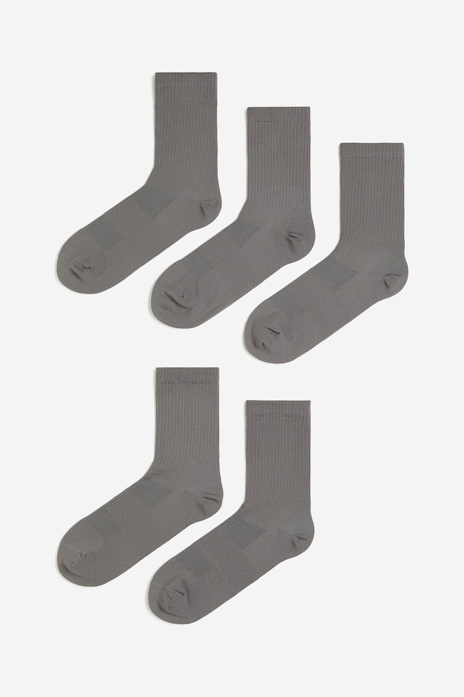 5-pak sportsstrømper i DryMove™ - Mørkegrå/Hvid/Sort - 1