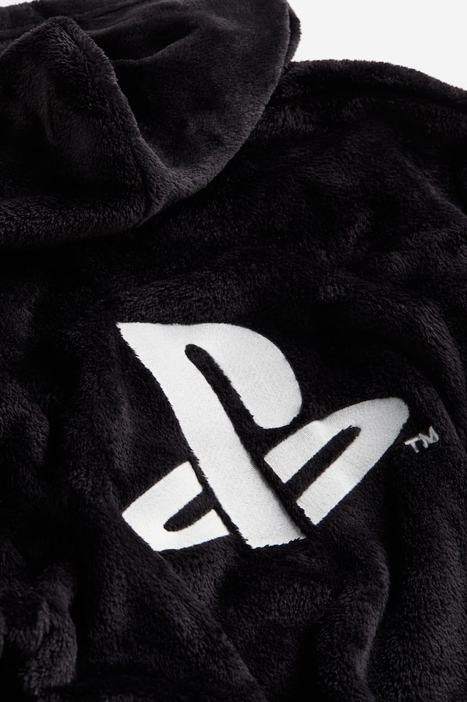 Appliquéd dressing gown - Black/PlayStation - 3