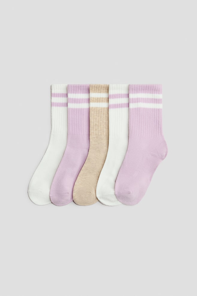 Calze 5 paia - Rosa/beige mélange/Viola chiaro/righe/Rosa/viola/blu pallido/Crema/Viola/bianco/Rosa/verde menta - 1