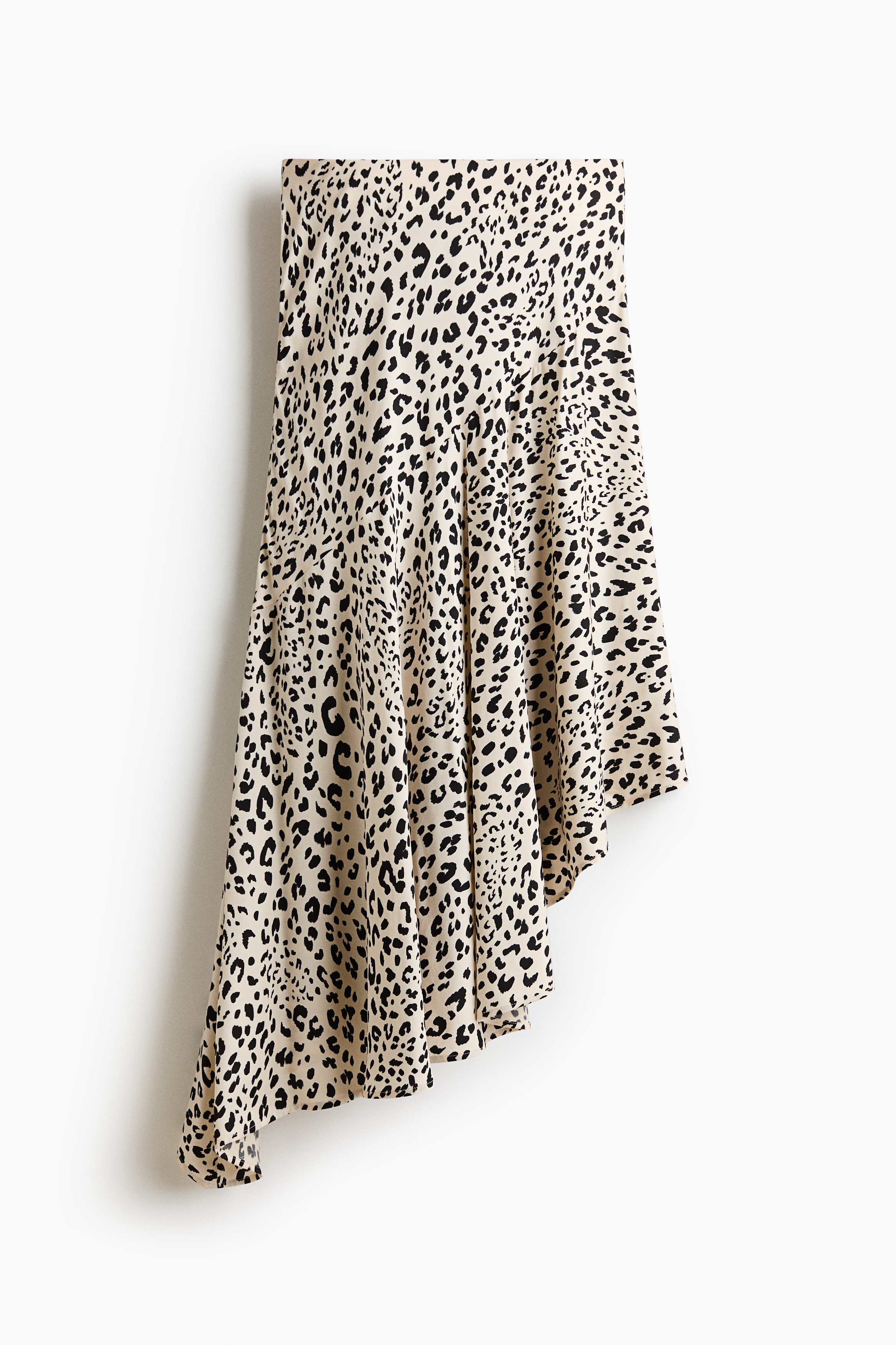 Asymmetric Viscose Skirt - Cream/leopard print