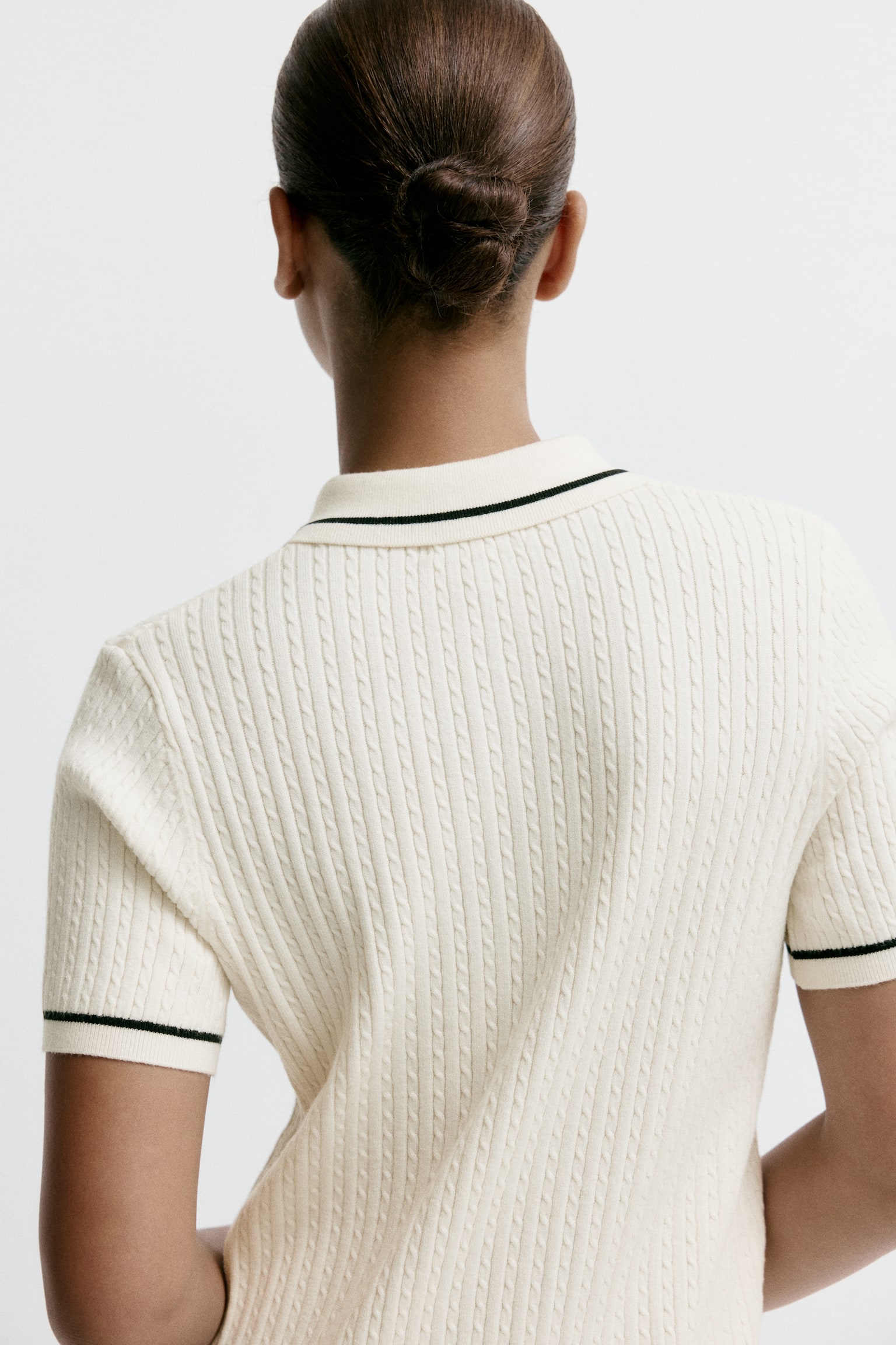 Cable-knit polo dress - Cream - 3
