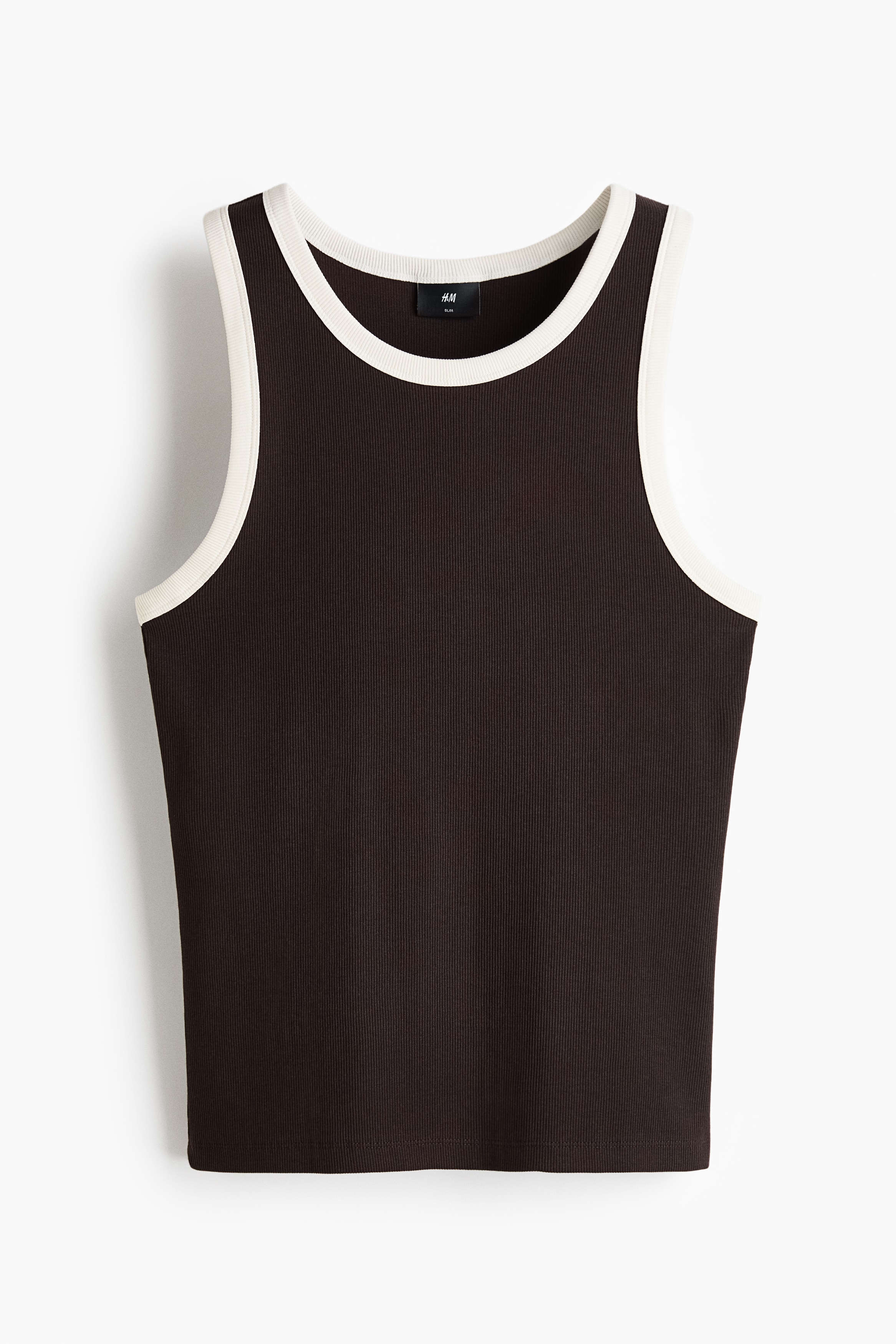 Slim Fit Ribbed vest top - Dark brown/Cream